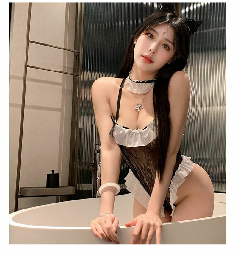 愛貓誘惑開檔連身衣|性感情趣內衣