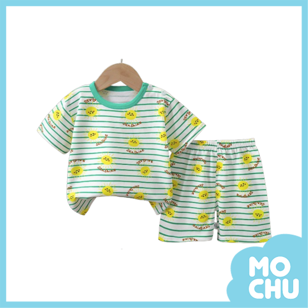 小太陽條紋短袖套裝