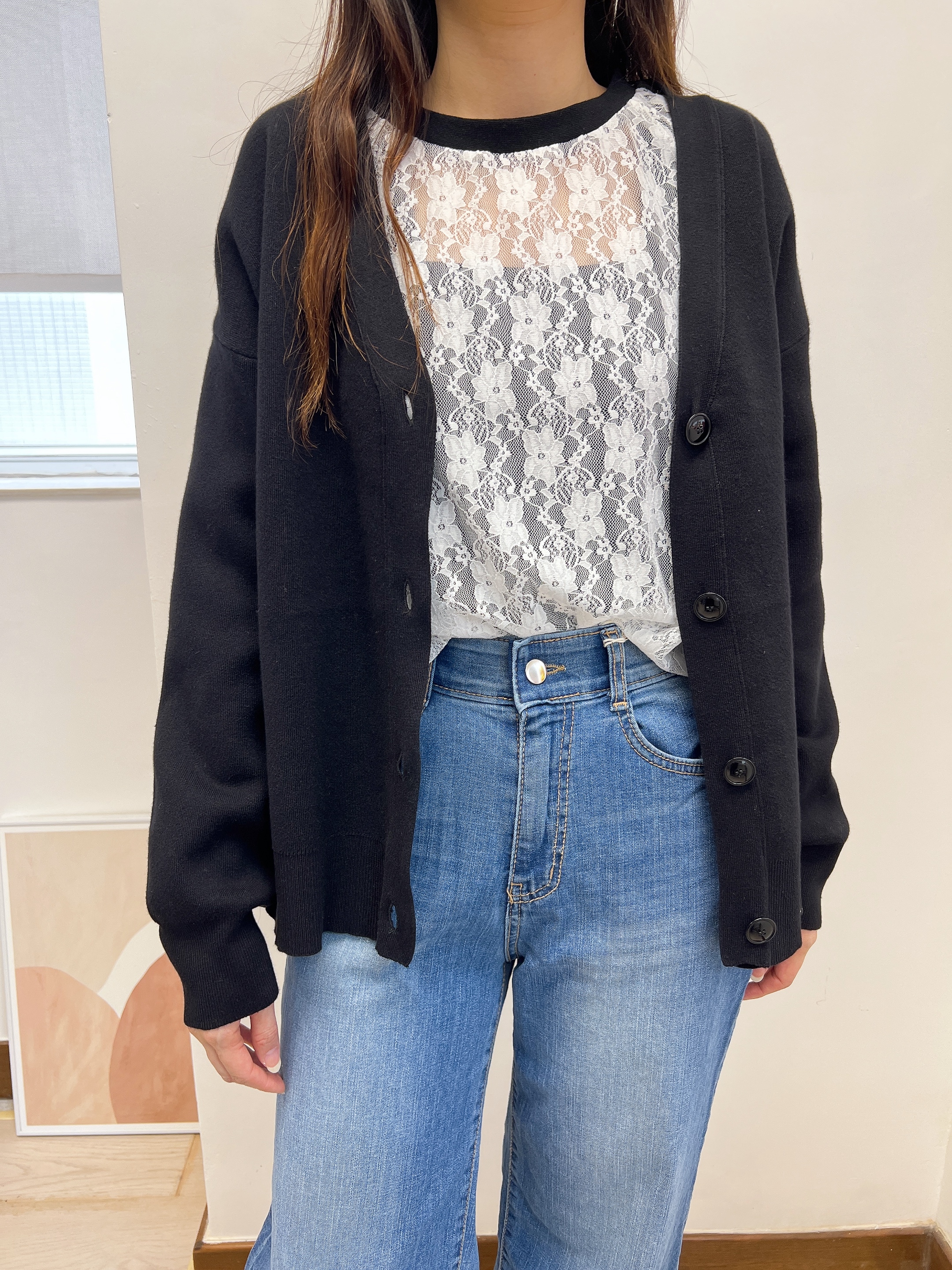 AH 後波點針織開襟衫