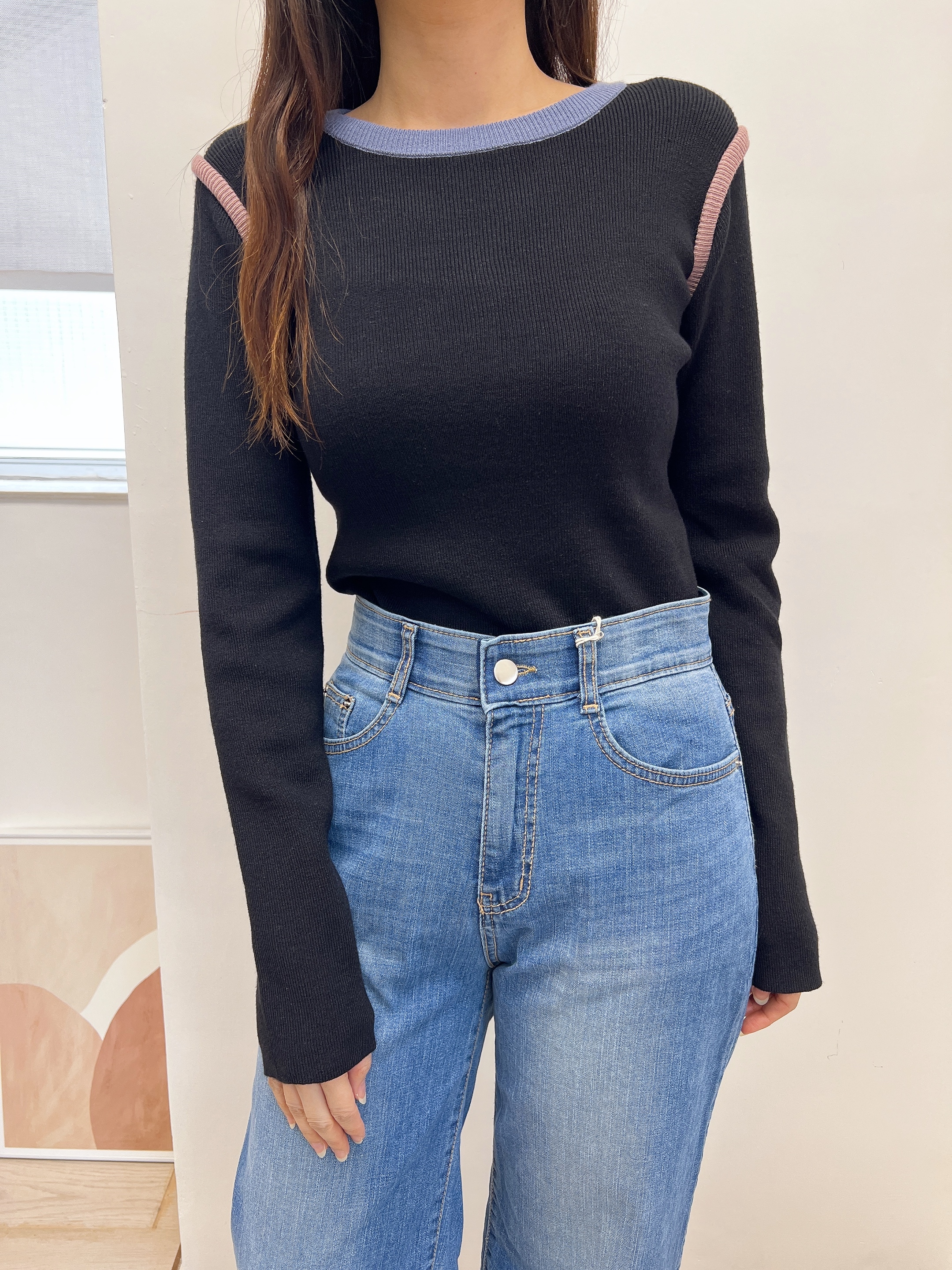 MT 圓領配色針織套頭衫