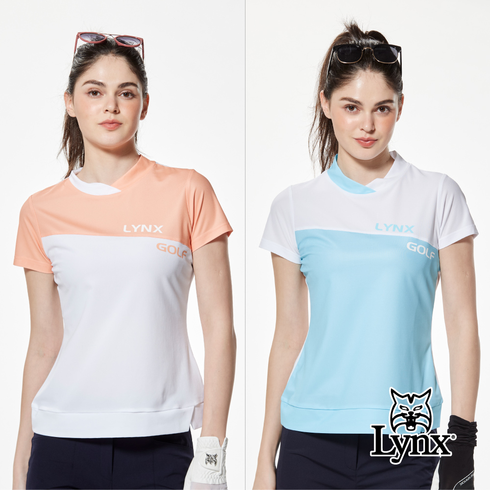 首爾高桿風格！合身版吸排抗UV網眼配布剪接領下擺剪裁圓領POLO衫/高爾夫球衫