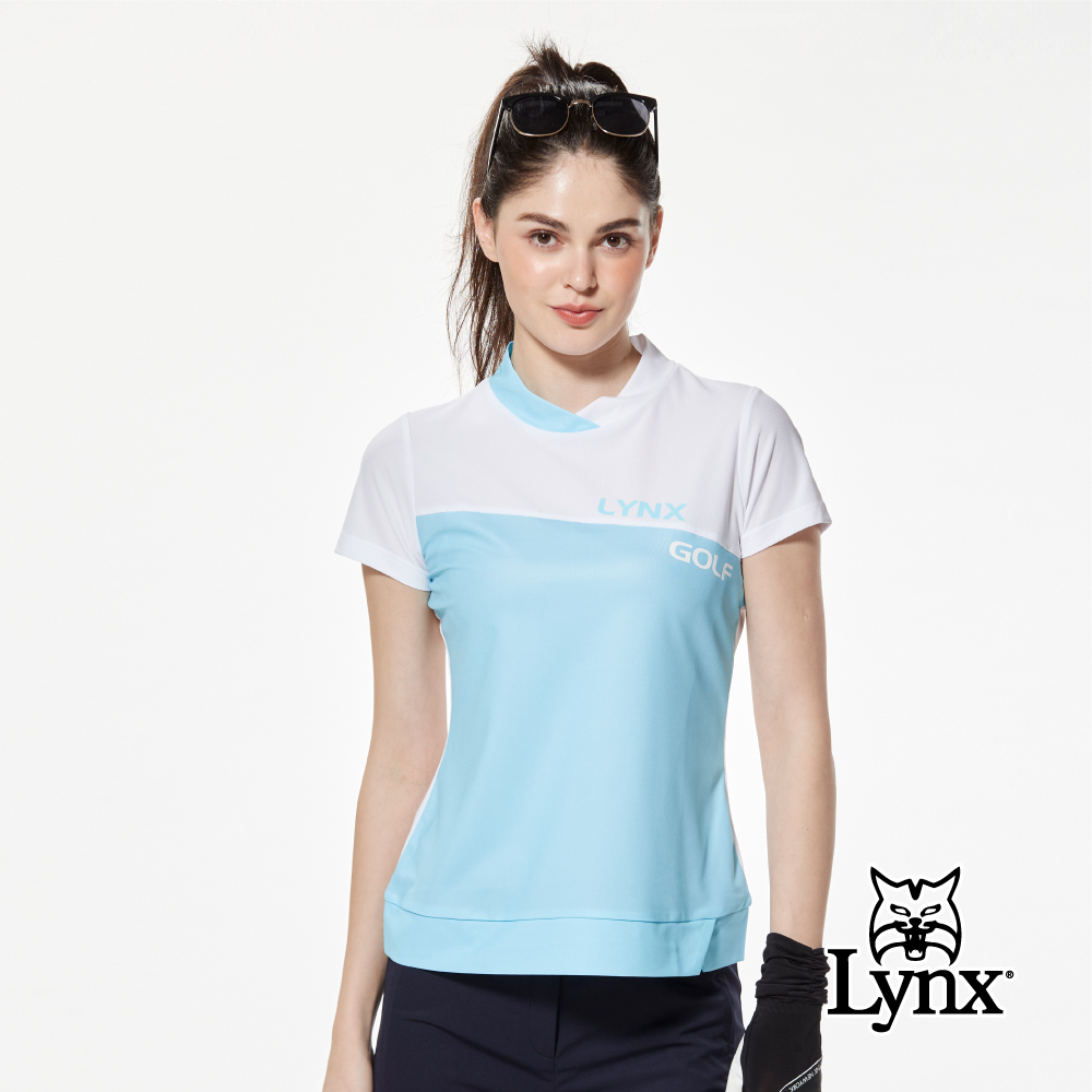 首爾高桿風格！合身版吸排抗UV網眼配布剪接領下擺剪裁圓領POLO衫/高爾夫球衫