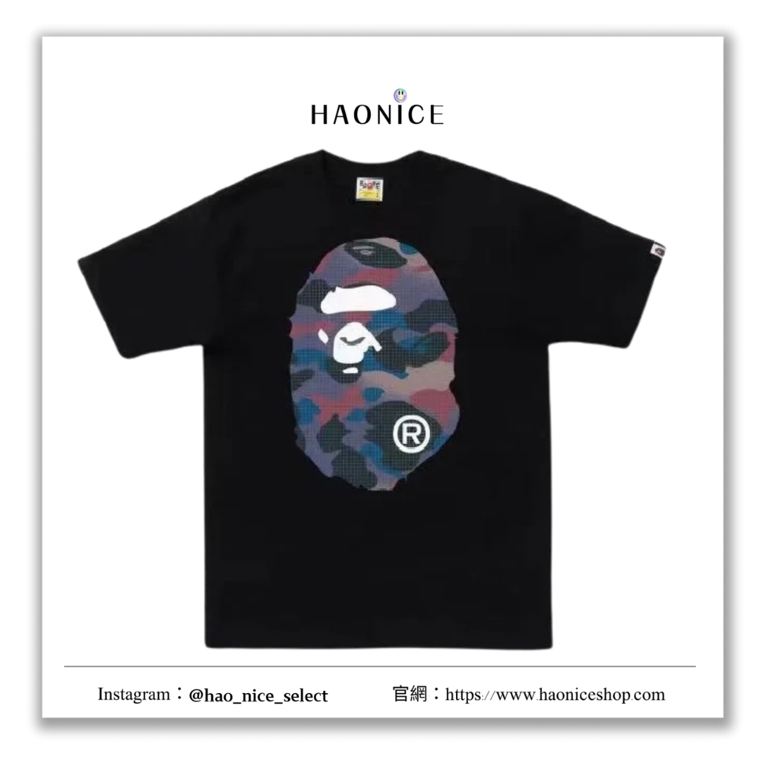 【HAO NICE 】香港經銷商🇭🇰100%日本🇯🇵正品 日本潮流 BAPE 網格迷彩 雙面經典猿人頭 街頭穿搭必備短T XX029