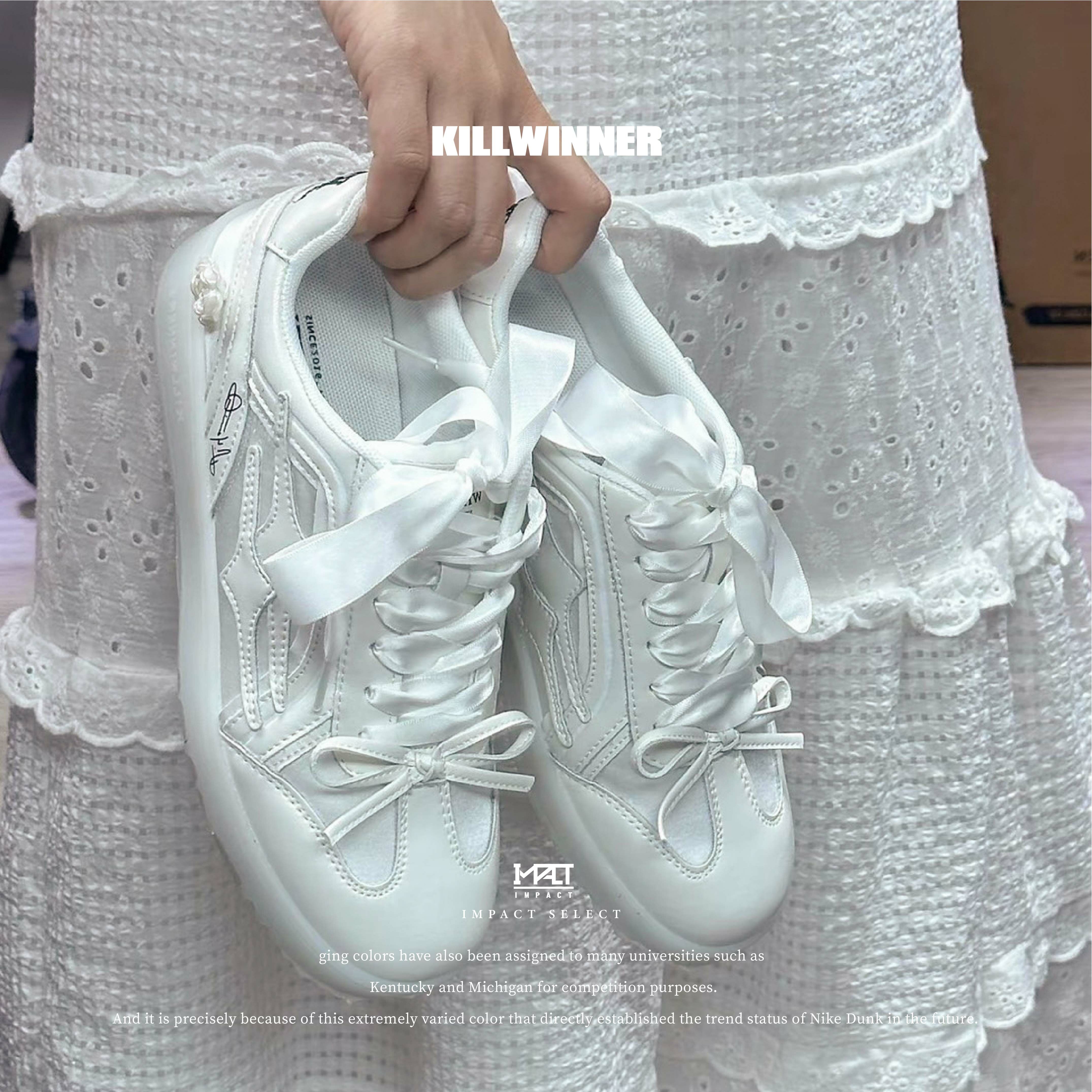 Killwinner 蕾絲德訓鞋 安宥真同款 白月光 純白 女款 板鞋 休閒鞋 KWDX240502