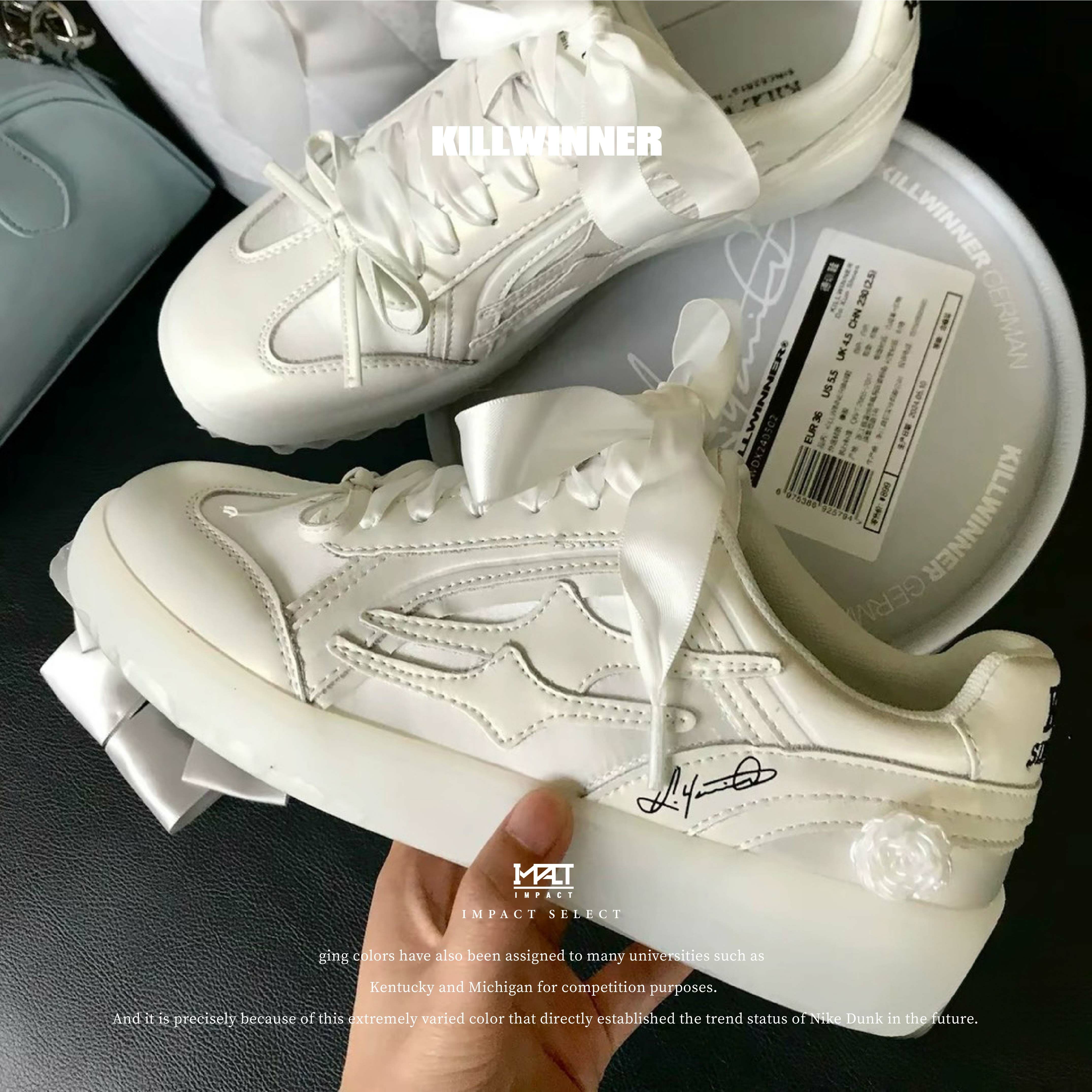 Killwinner 蕾絲德訓鞋 安宥真同款 白月光 純白 女款 板鞋 休閒鞋 KWDX240502