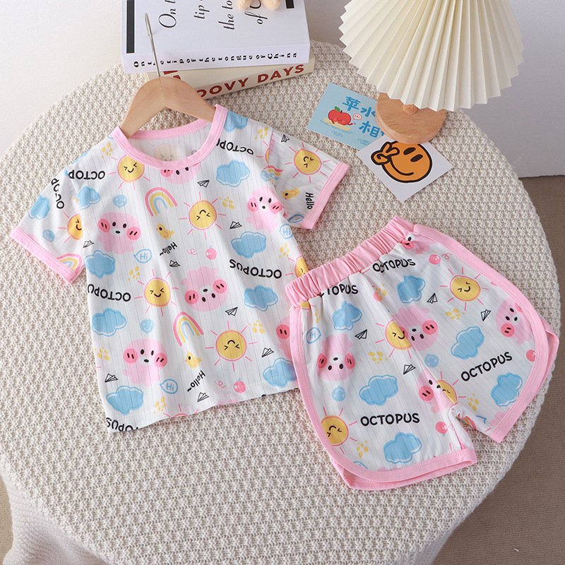 粉色彩虹章魚 涼感居家套裝