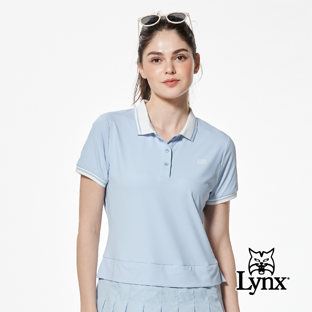 首爾高桿風格！連身洋裝款百摺裙剪接布料羅紋設計POLO衫/高爾夫球衫