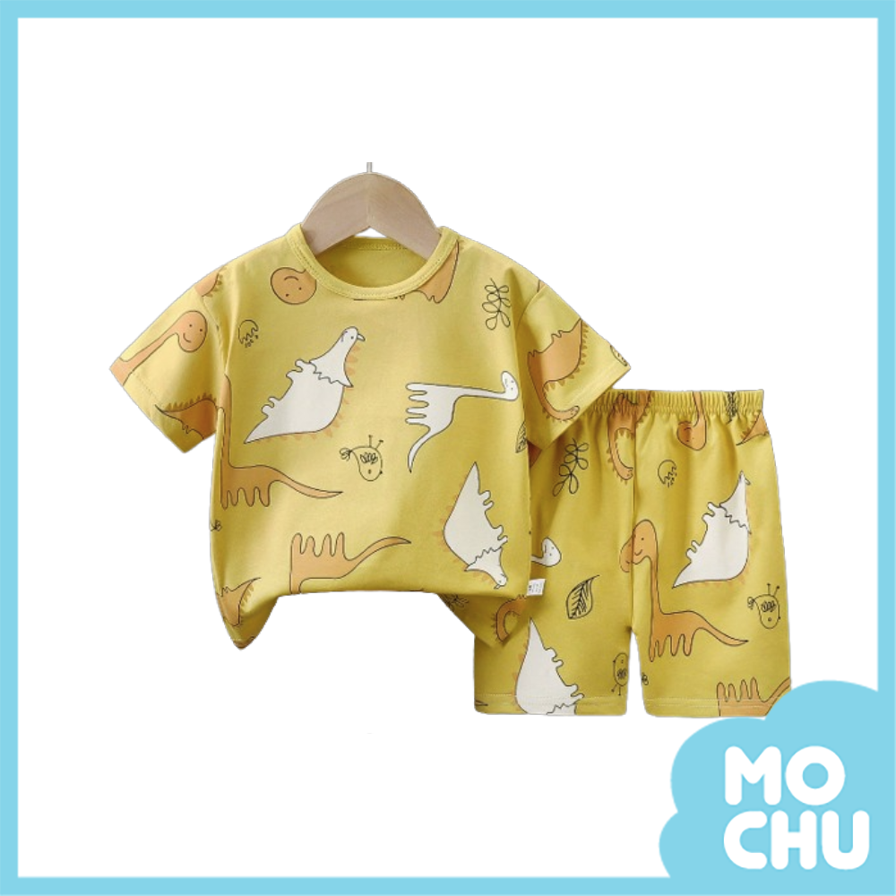 線條白恐龍短袖套裝