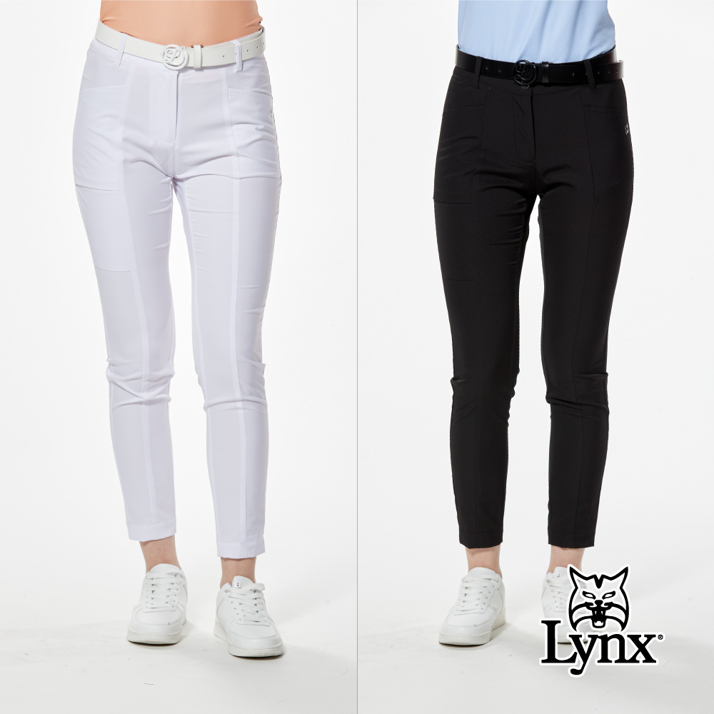 首爾高桿風格！素面LOGO織帶剪接褲口開杈窄管九分褲