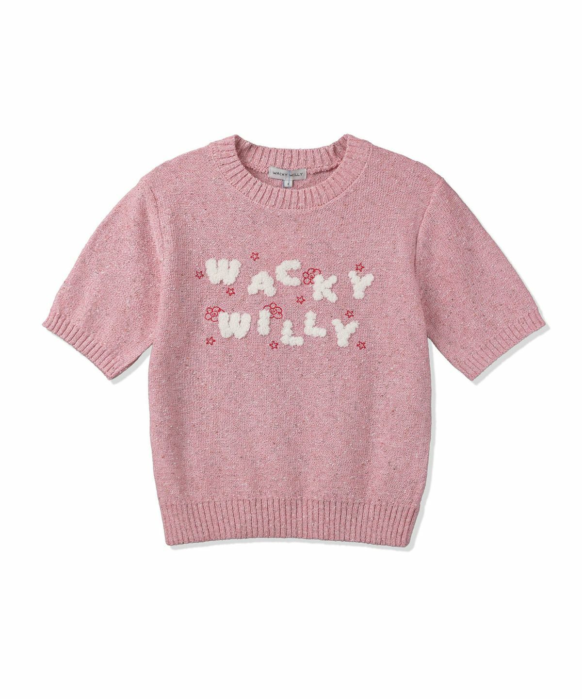 WACKY WILLY WOMEN'S TYPO LOGO MULTICOLOR SHORT SLEEVE KNIT