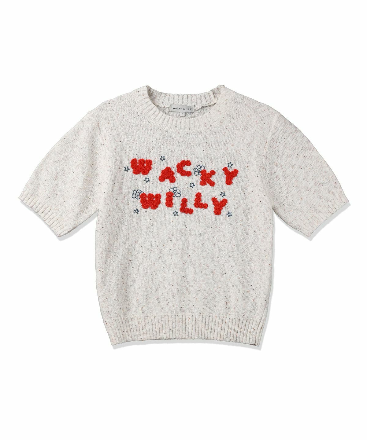 WACKY WILLY WOMEN'S TYPO LOGO MULTICOLOR SHORT SLEEVE KNIT