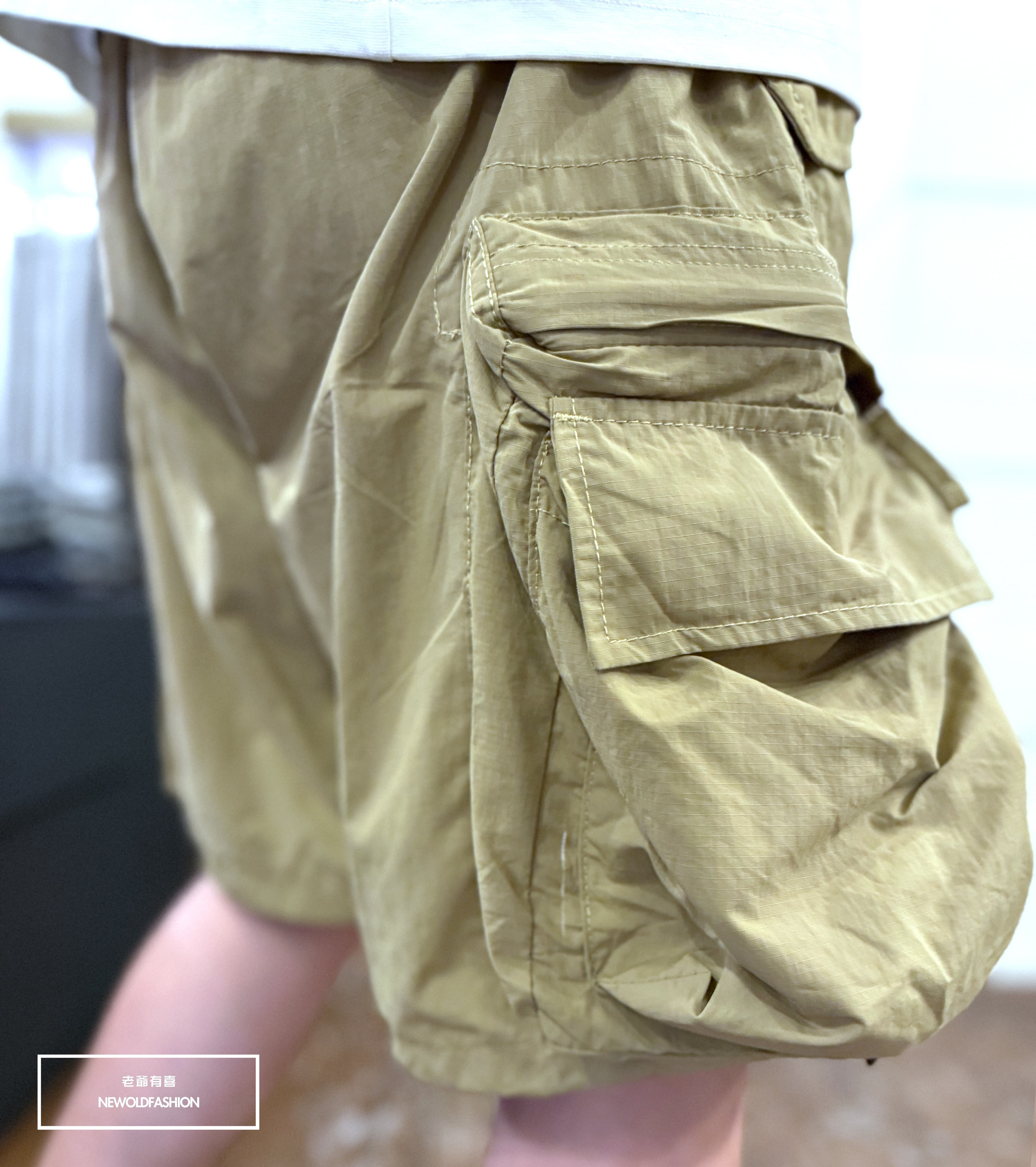 『新品上市』重磅金屬拉鍊雙層口袋工裝短褲(NOF25029901)-卡其