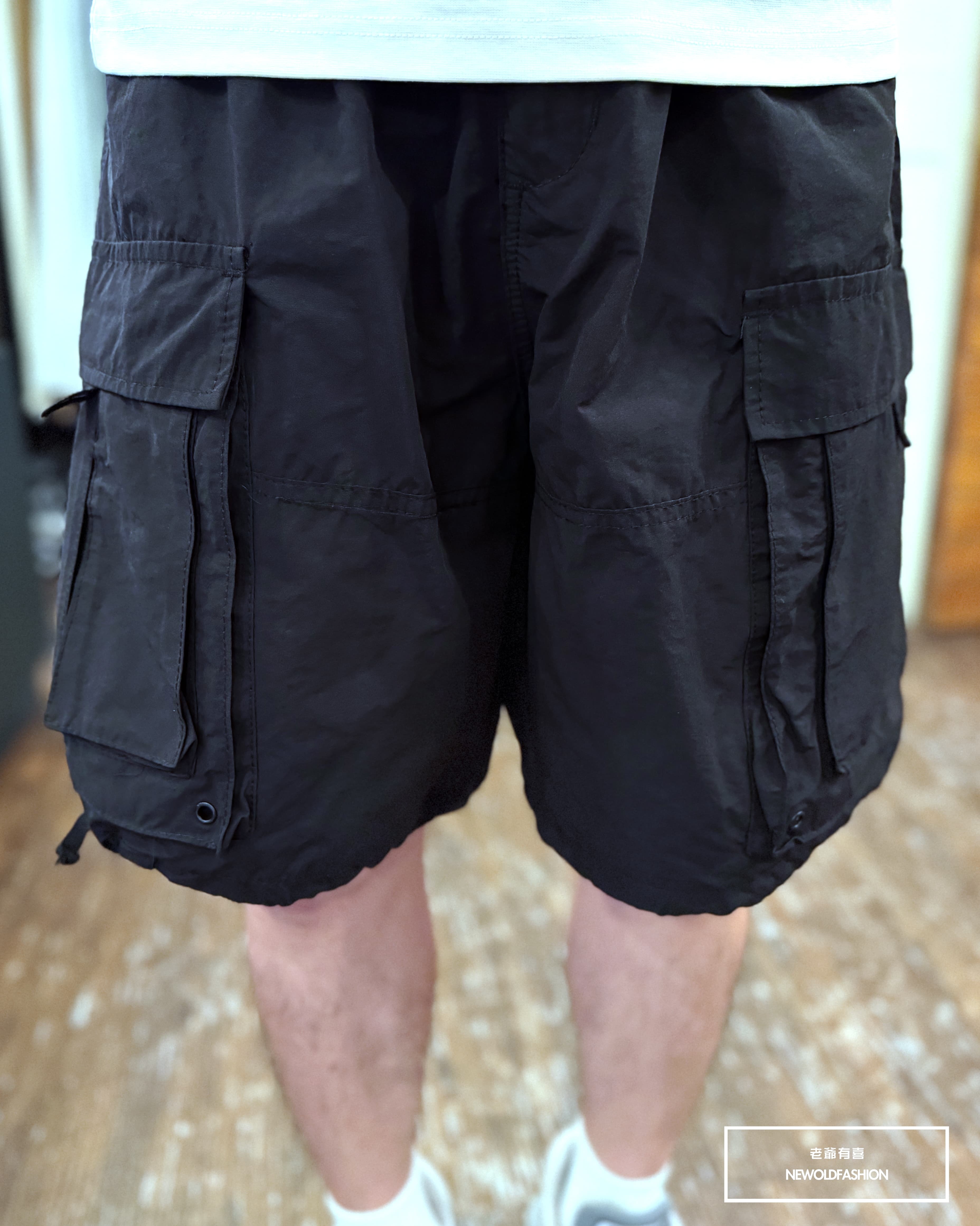 『新品上市』重磅雙層直口袋工裝短褲(NOF25029902)-黑