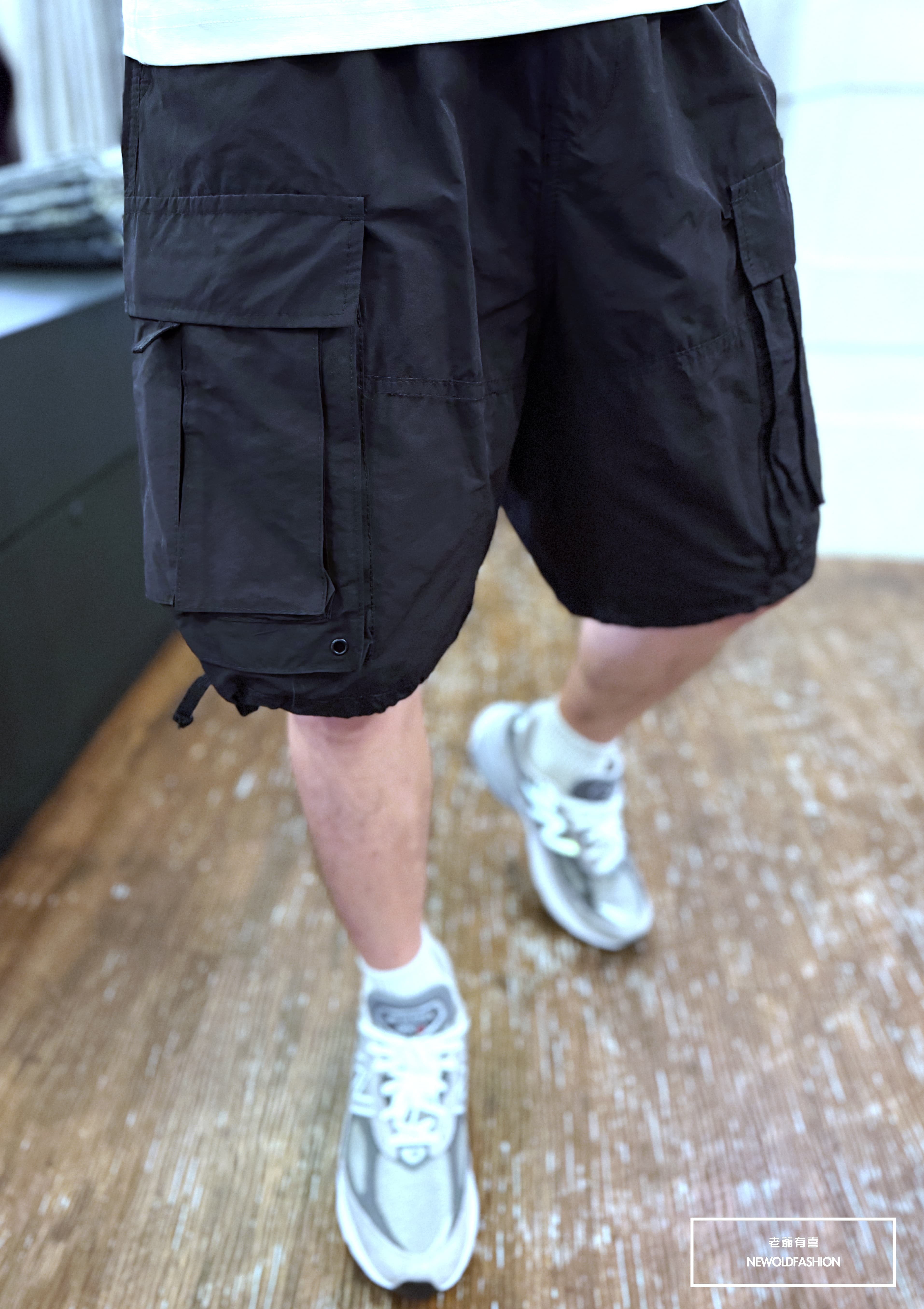 『新品上市』重磅雙層直口袋工裝短褲(NOF25029902)-黑