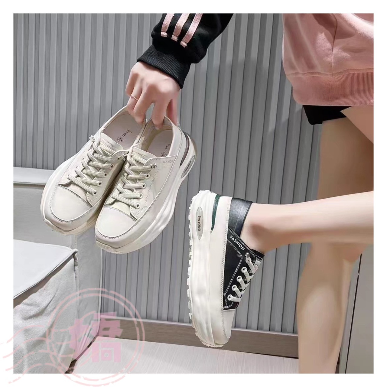 T27029刷舊厚底懶人兩穿休閒鞋(黑'白)(225'230'235'240'245'250)