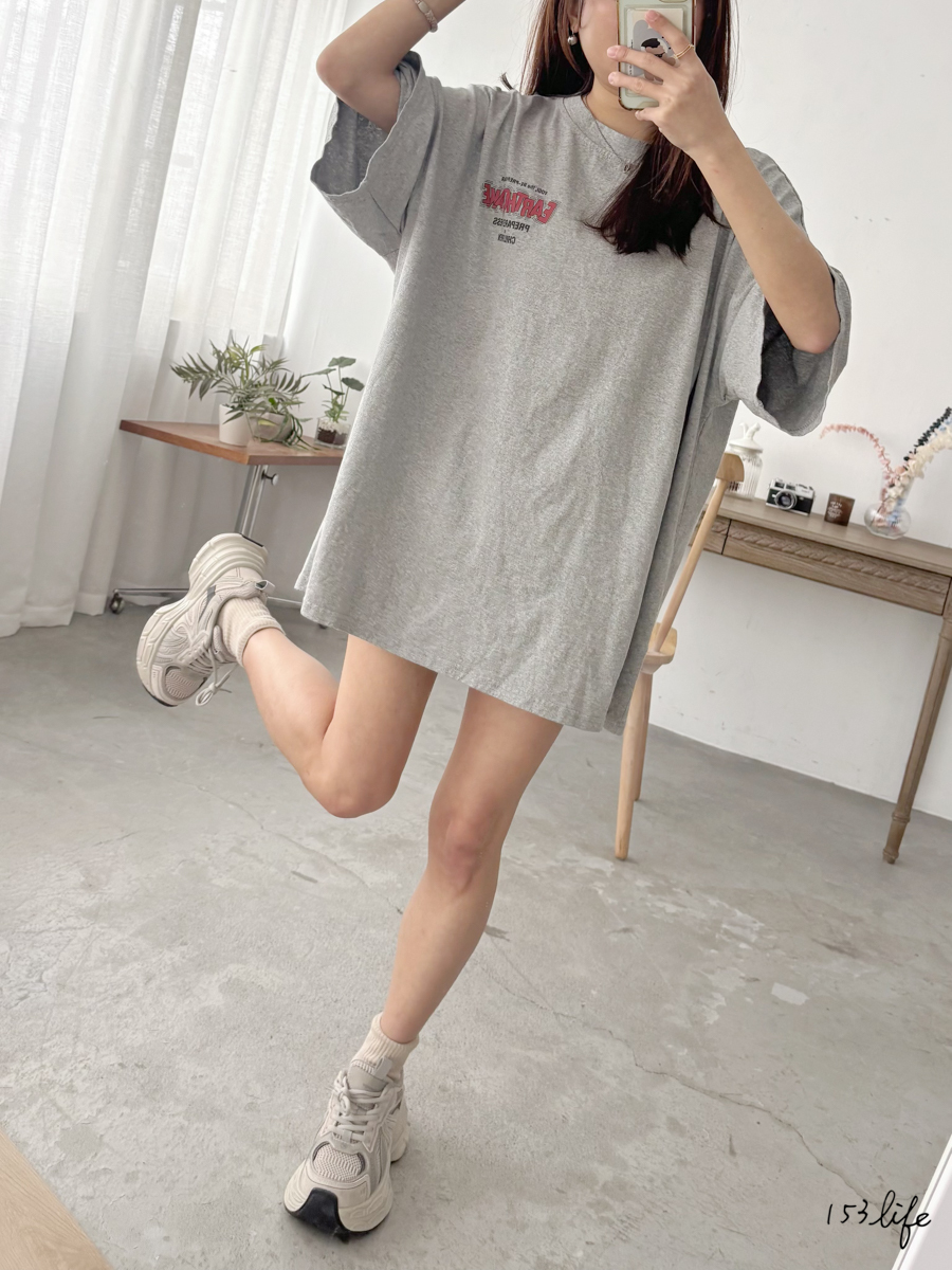 |現貨|男友風落肩大版雙面印花熊熊T恤(2色)