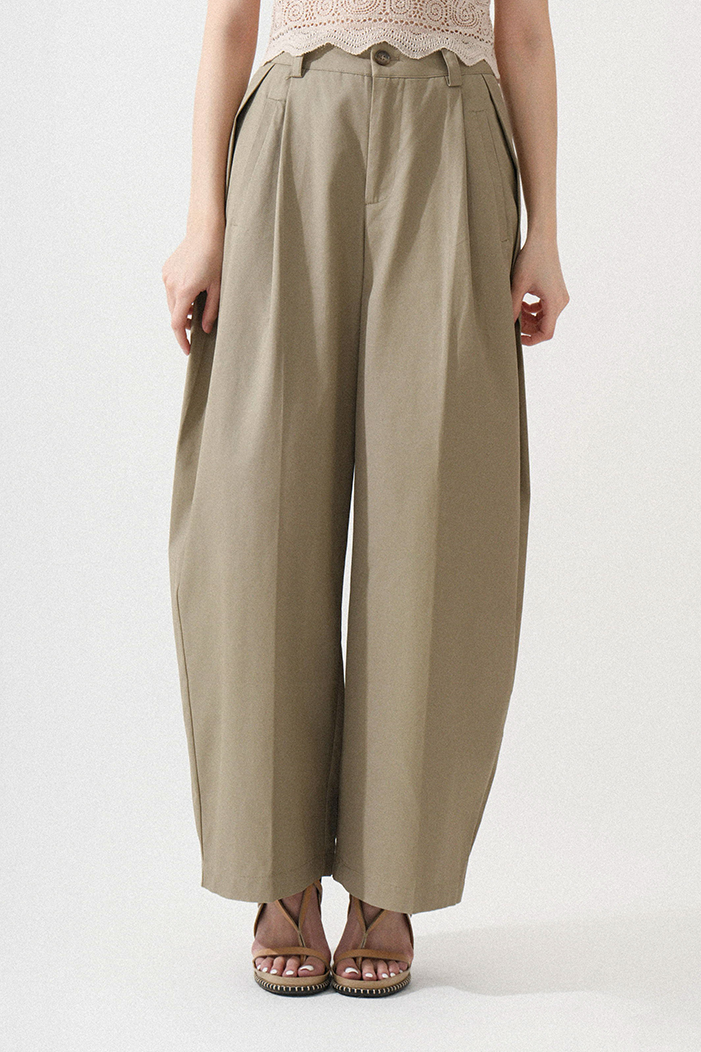 內外雙褶闊斜褲 (*現貨款式）