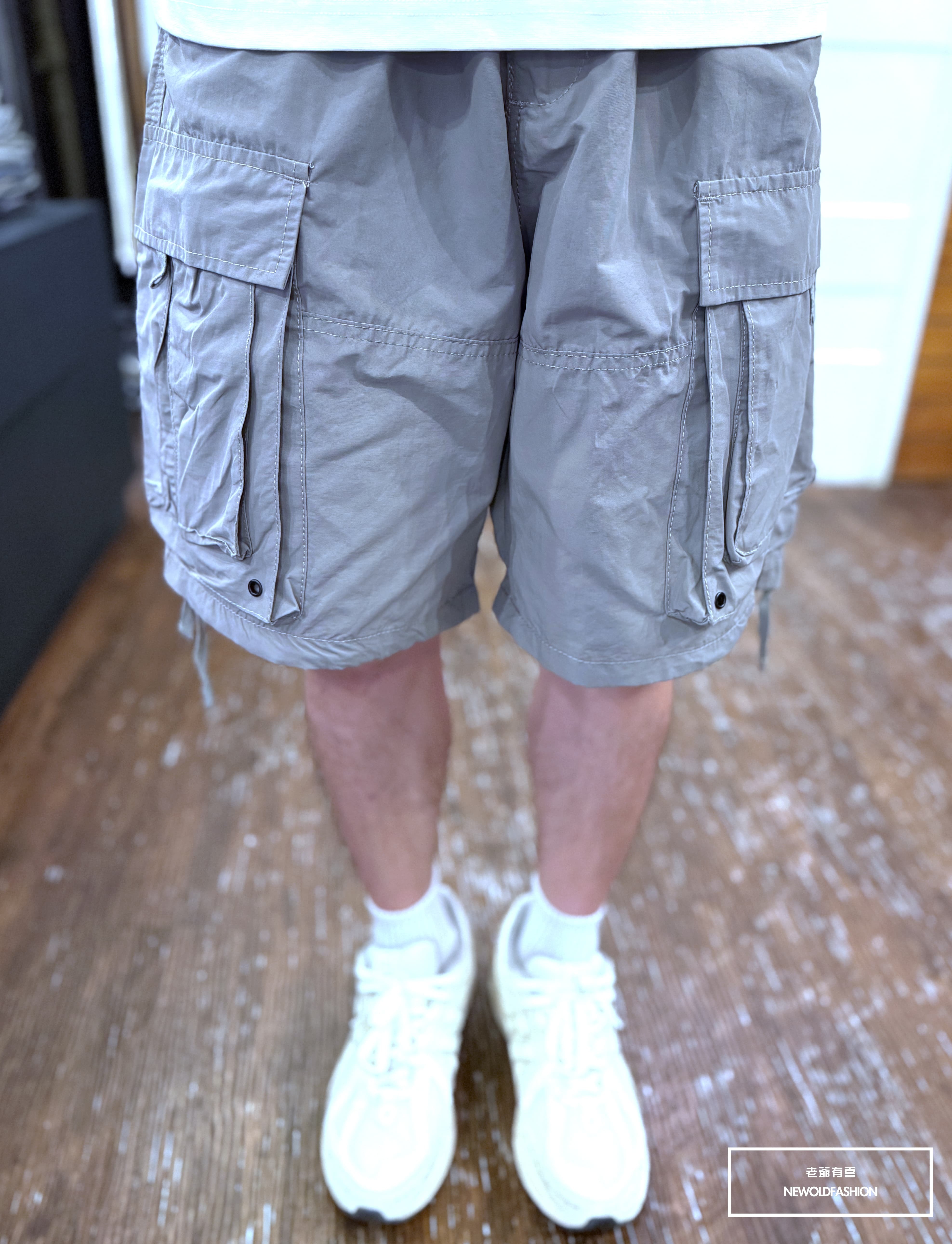 『新品上市』重磅雙層直口袋工裝短褲(NOF25029902)-灰
