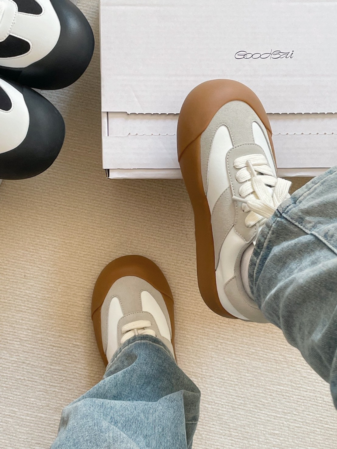 <難哄 白敬亭主理品牌> GOOD BAI DUM DUM 蓬蓬鞋 厚底增高 米白餅乾 章諾楠同款