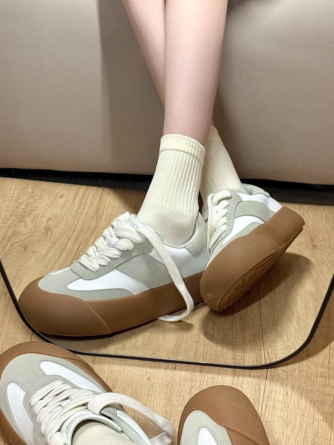 <難哄 白敬亭主理品牌> GOOD BAI DUM DUM 蓬蓬鞋 厚底增高 米白餅乾 章諾楠同款