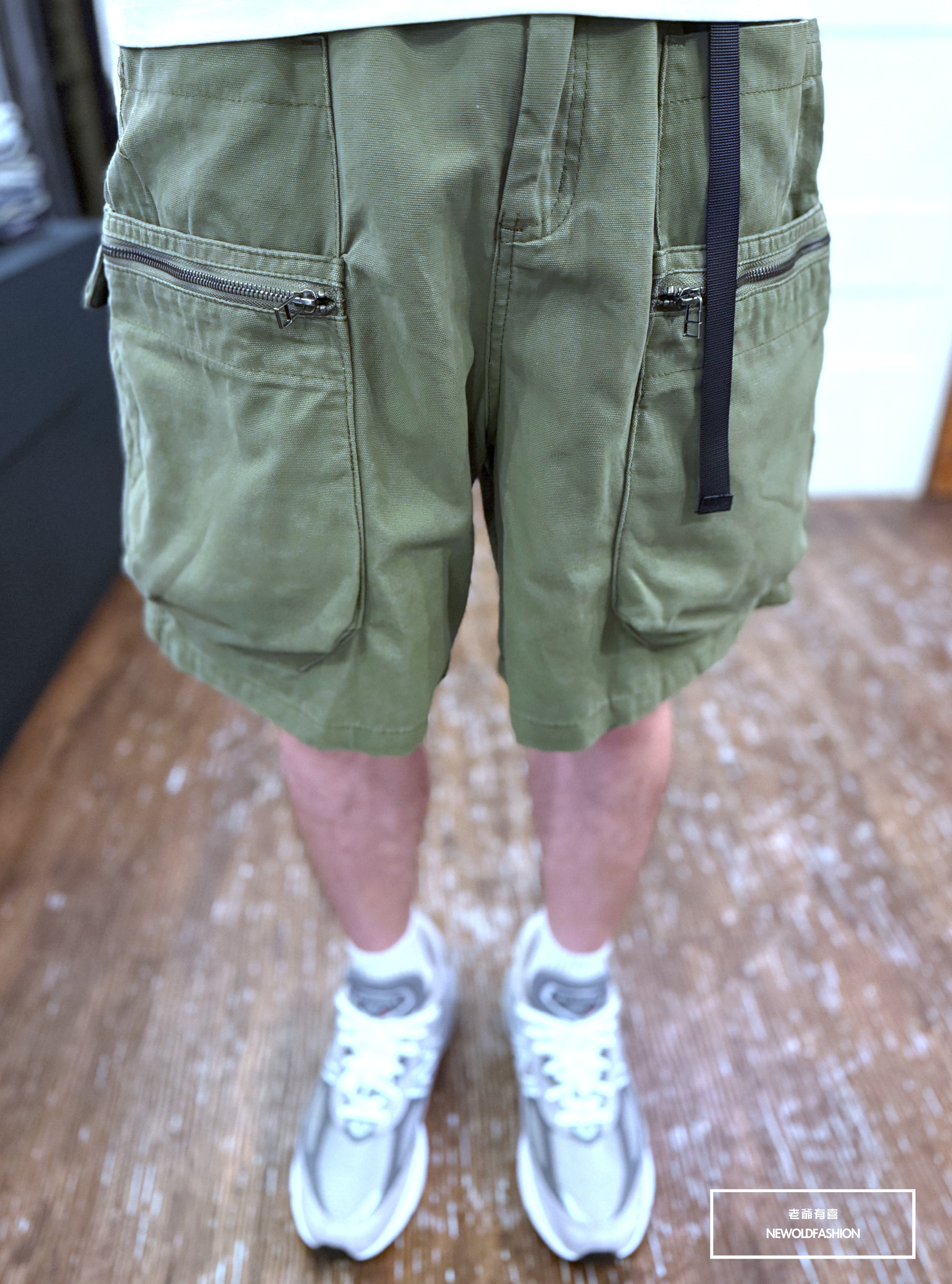 『新品上市』重磅多層拉鍊大口袋工裝短褲(NOF25028303)-軍綠