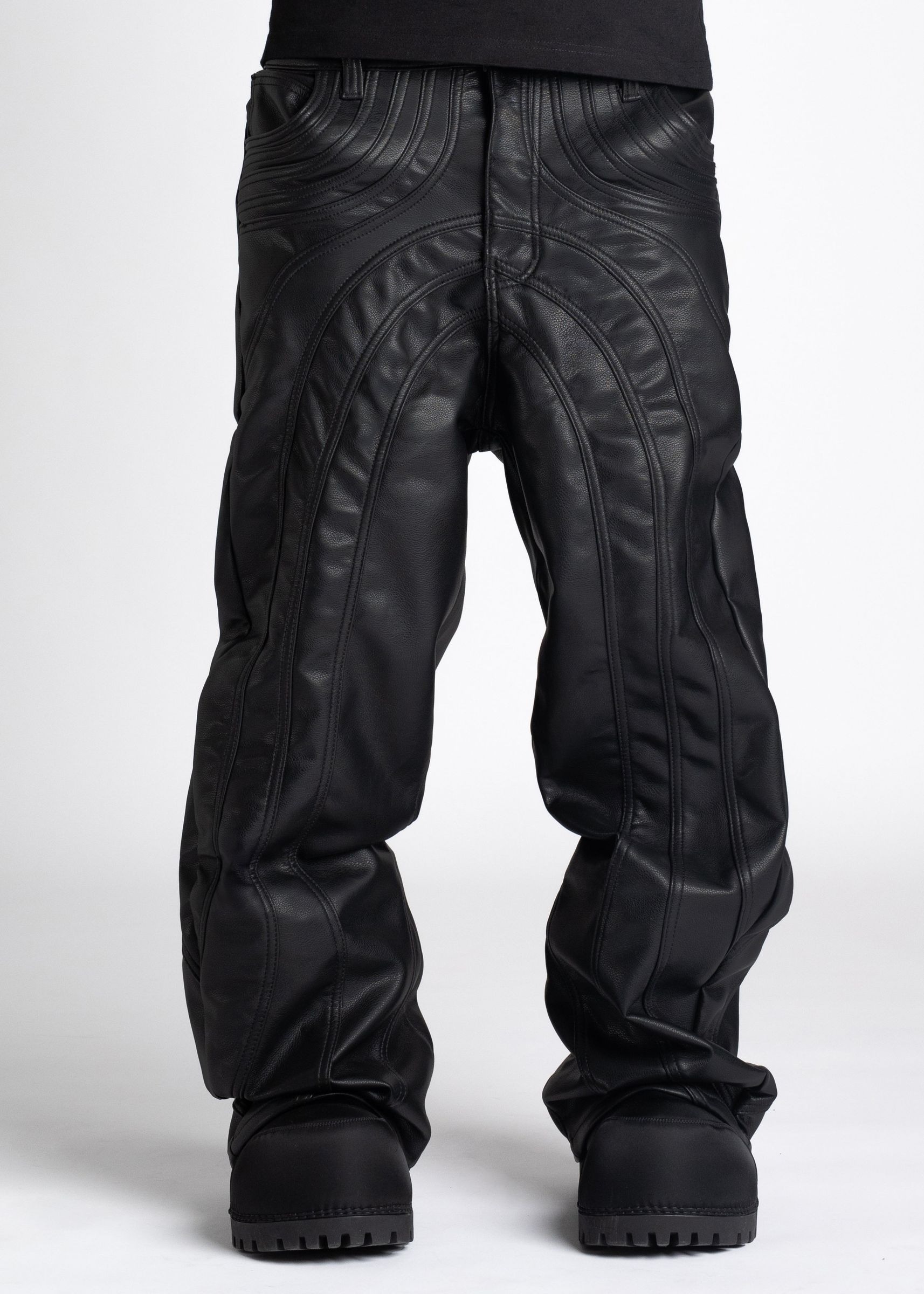 GUAPI / Baggy Leather Pant - Obsidian Black
