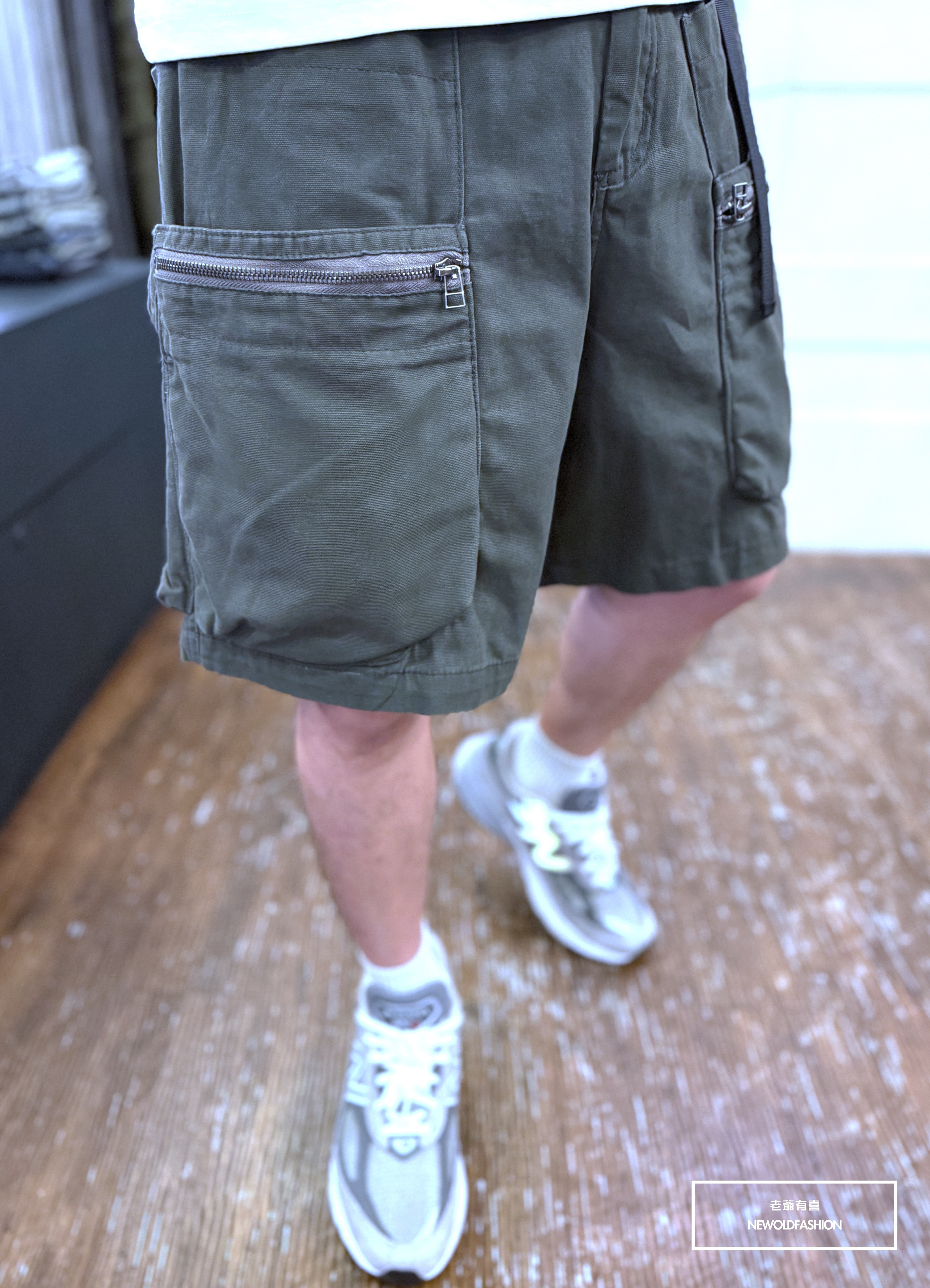 『新品上市』重磅多層拉鍊大口袋工裝短褲(NOF25028303)-深灰