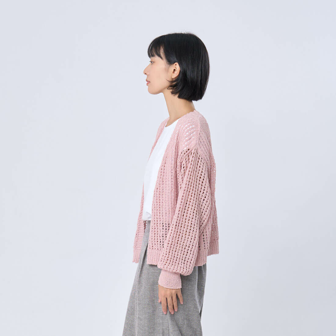 Ginne勾針挑洞開襟罩衫/ 櫻花粉