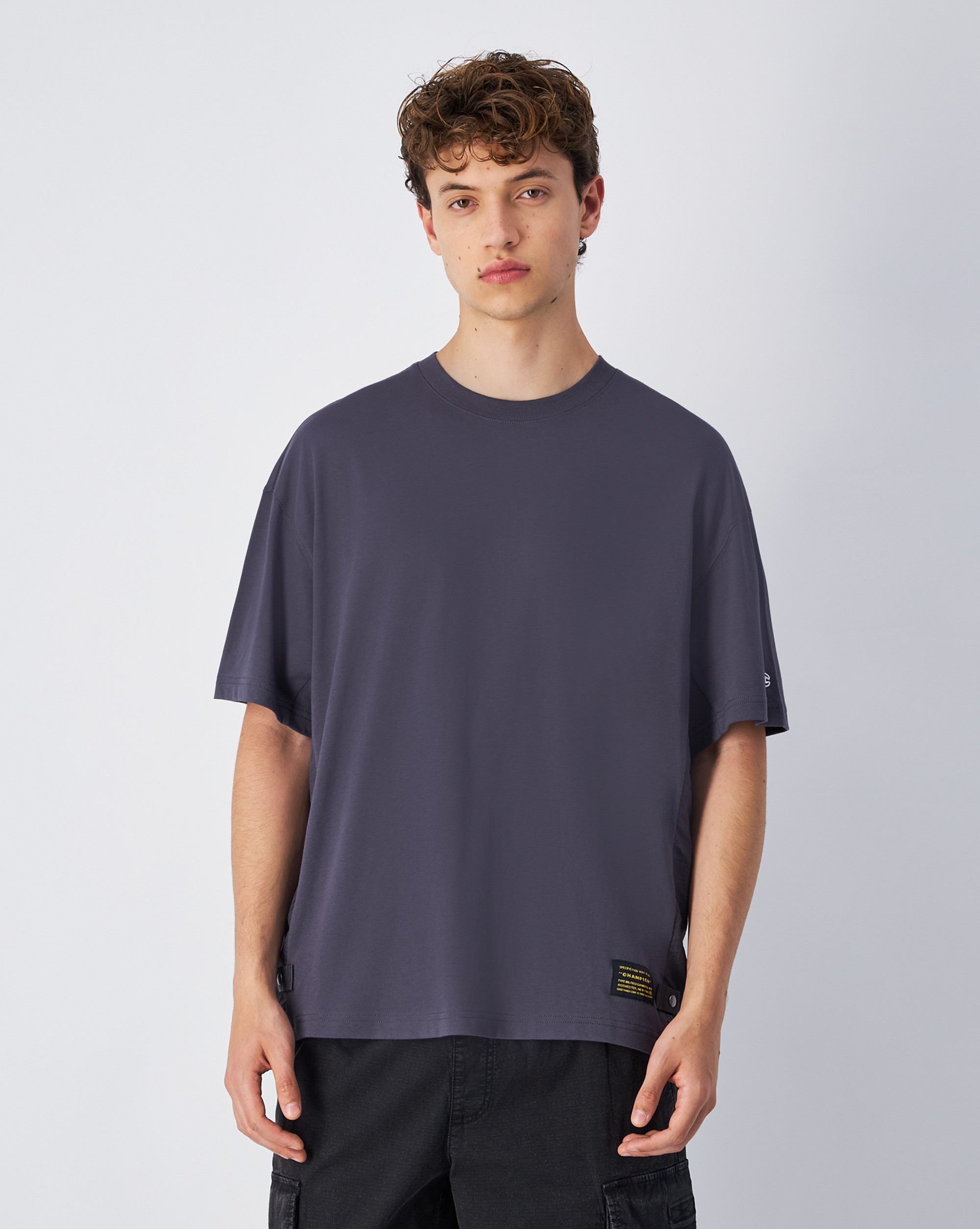 男款 -ROCHESTER寬版 拼接 短袖 T恤-深灰色（220921-VS517）