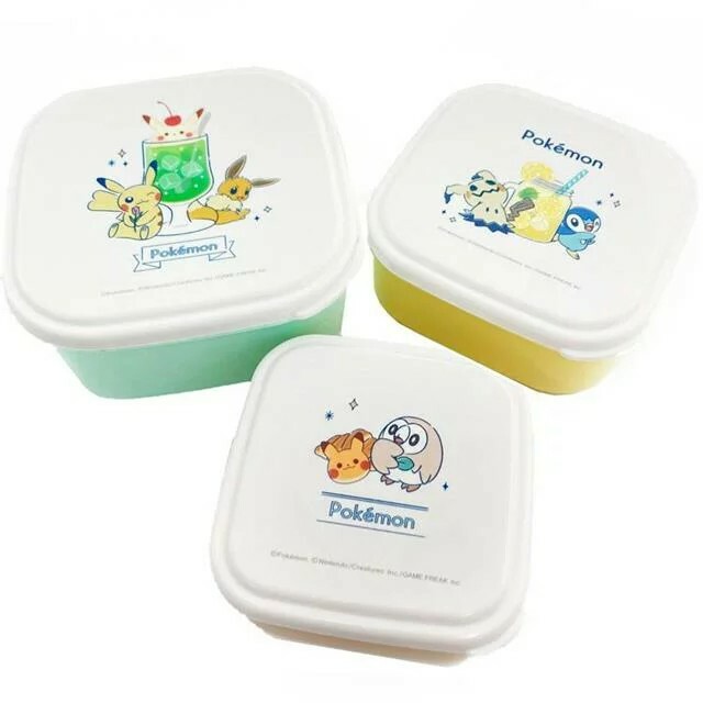 【現貨】寶可夢 汽水款 方形微波保鮮盒3入組 便當盒