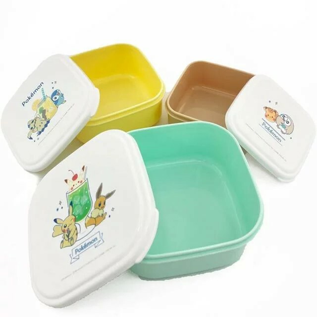 【現貨】寶可夢 汽水款 方形微波保鮮盒3入組 便當盒