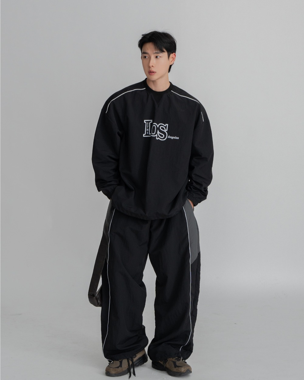 尼龍拼色休閒褲