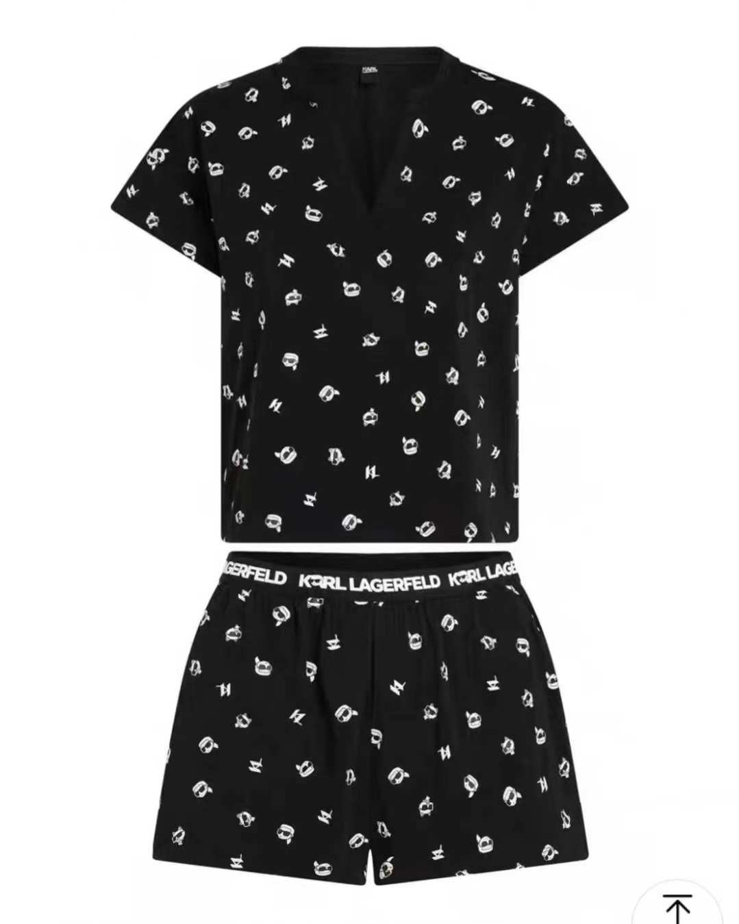 Karl 黑色 愛貓印花睡衣 女款