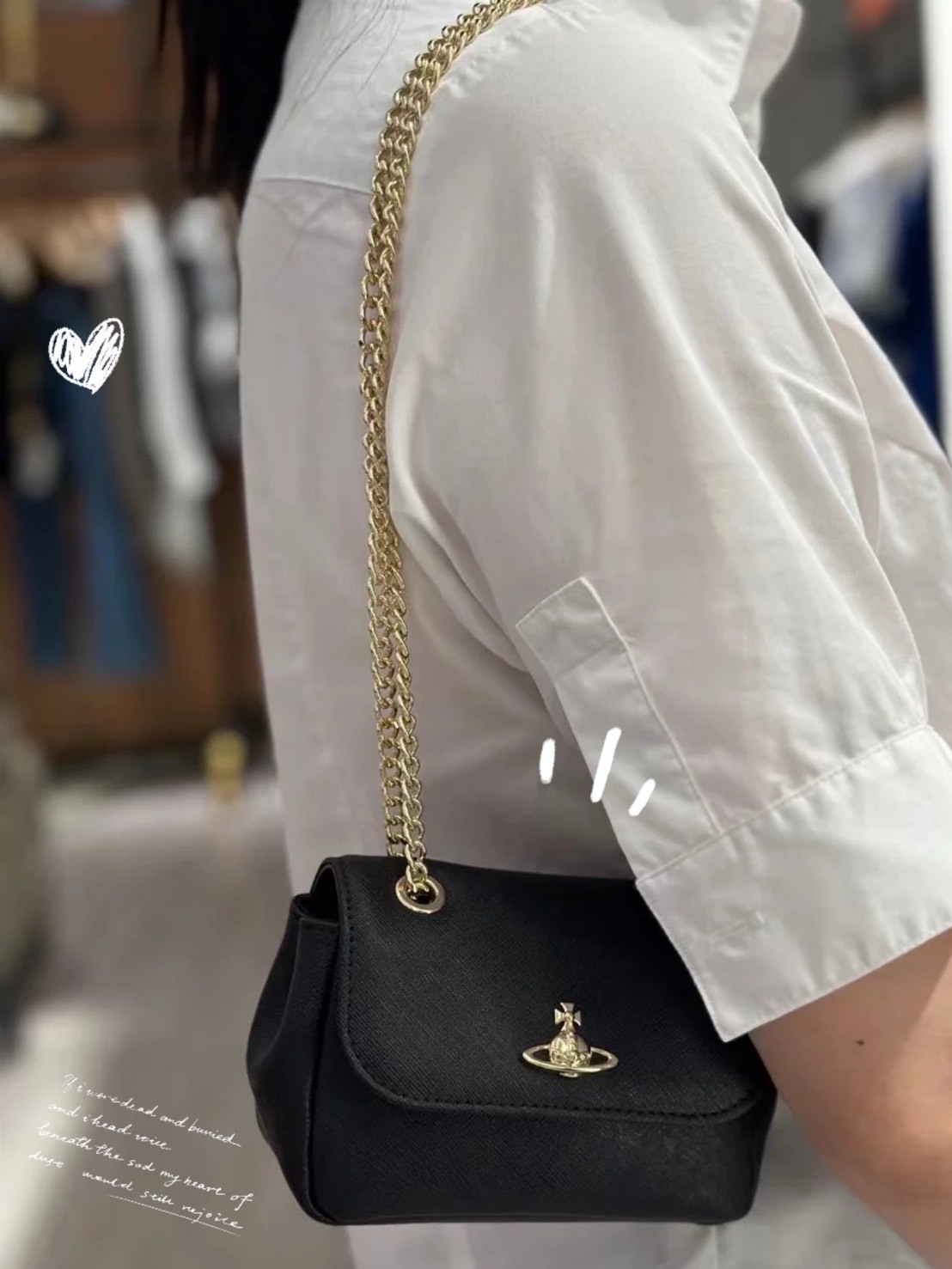 VIVIENNE WESTWOOD 西太后 金色土星 LOGO 黑色