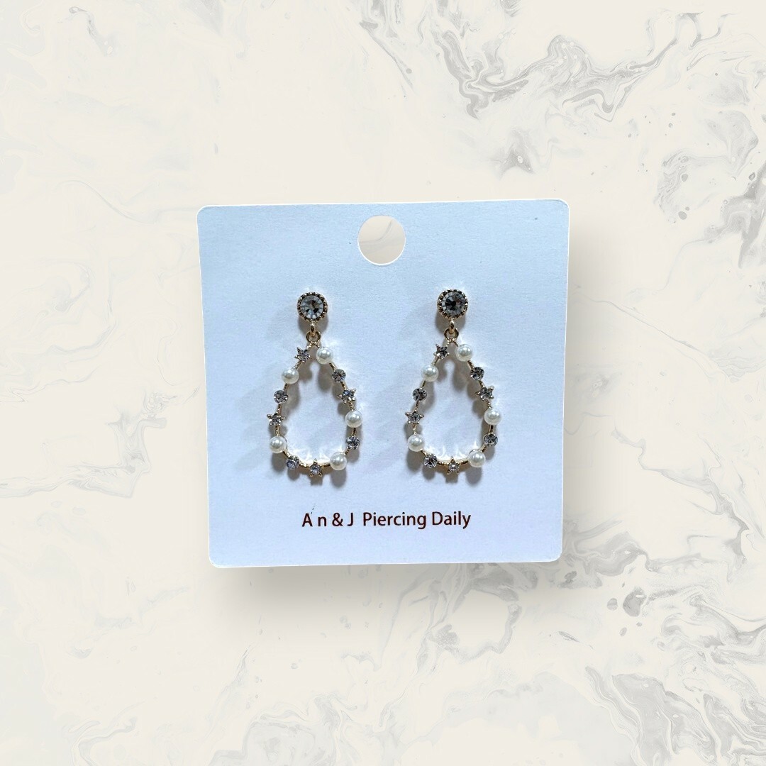 合金-小珍珠星星鋯交互水滴框