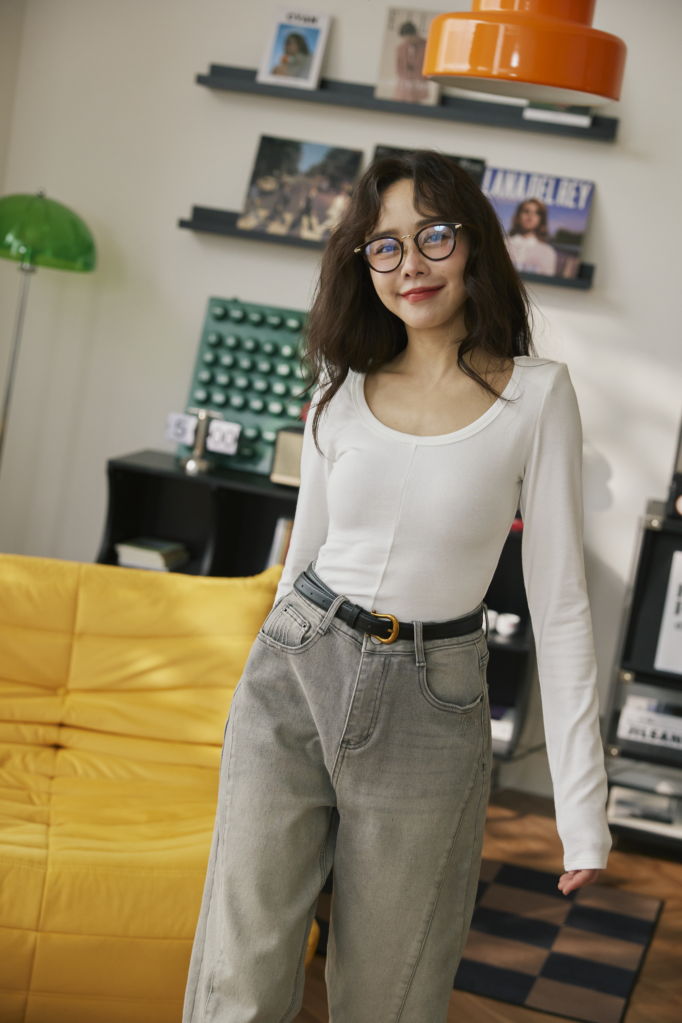 復古刷灰調牛仔錐型褲