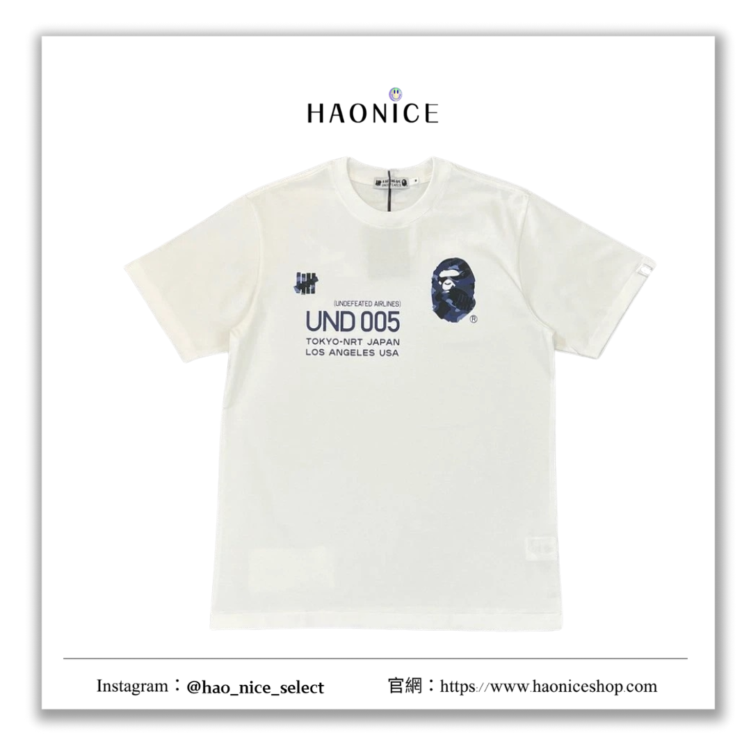 【HAO NICE 】香港經銷商🇭🇰100%日本🇯🇵正品 日本潮流日潮聯名🔥UNDFEATED ＸBAPE聯名🔥 經典五道槓背後飛機大標 街頭穿搭必備爆款 XX222