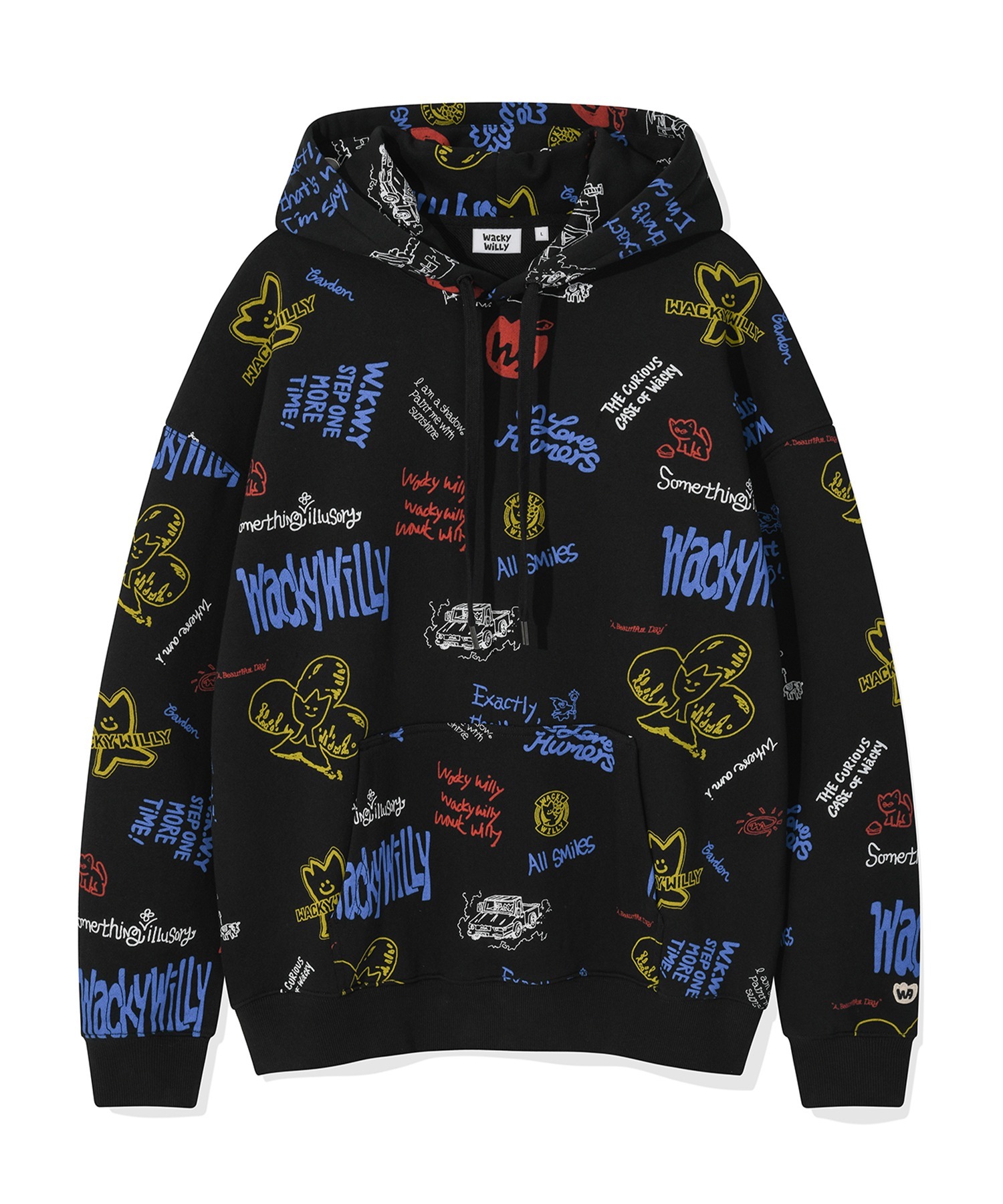 ★Wacky WiLLy★ Kiki All Over Graffiti Hoodie Black WACKY WILLY Kiki All Over Graphic Hoodie