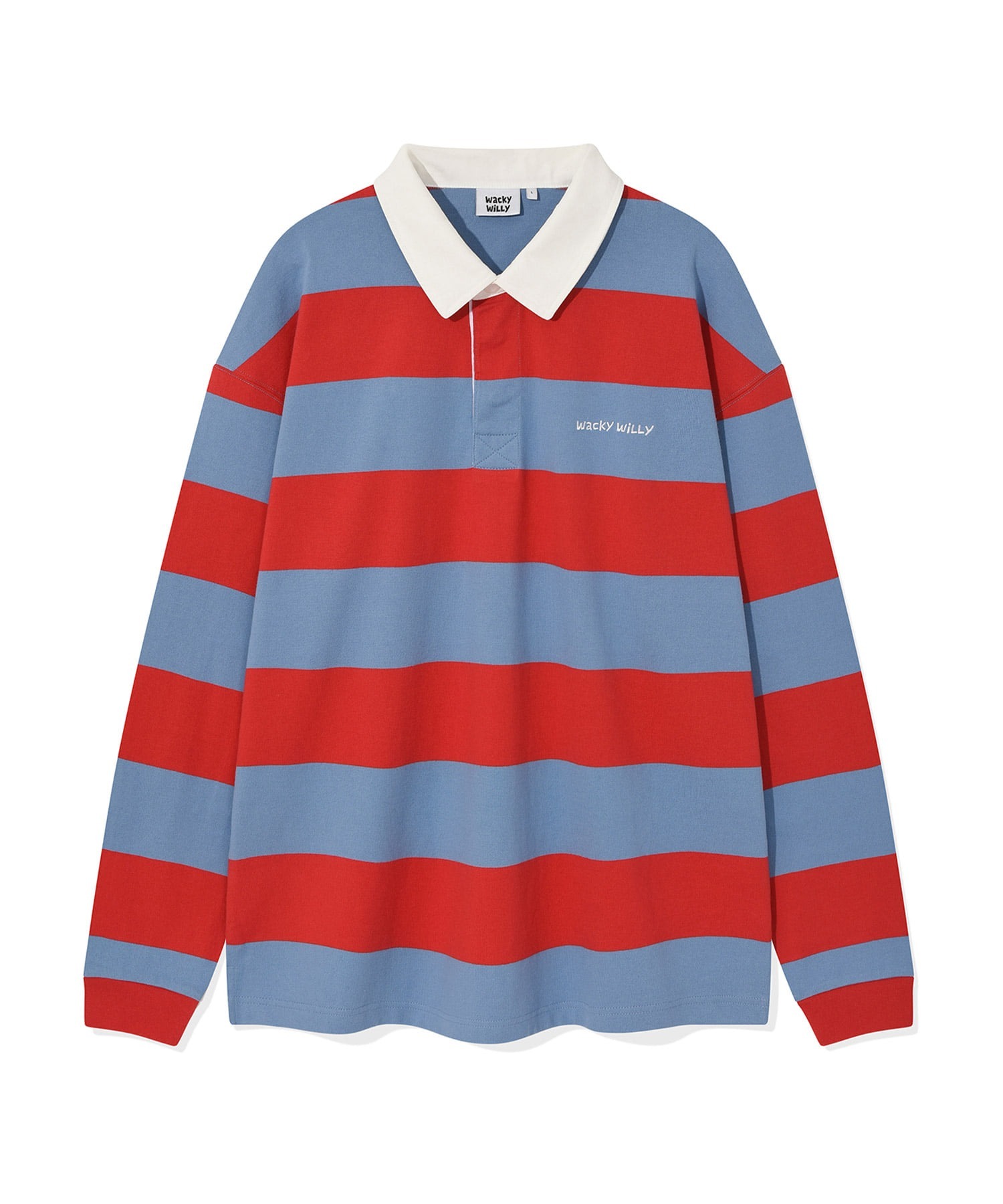 WACKY WILLY Stripe Collar Long Sleeve T-shirt