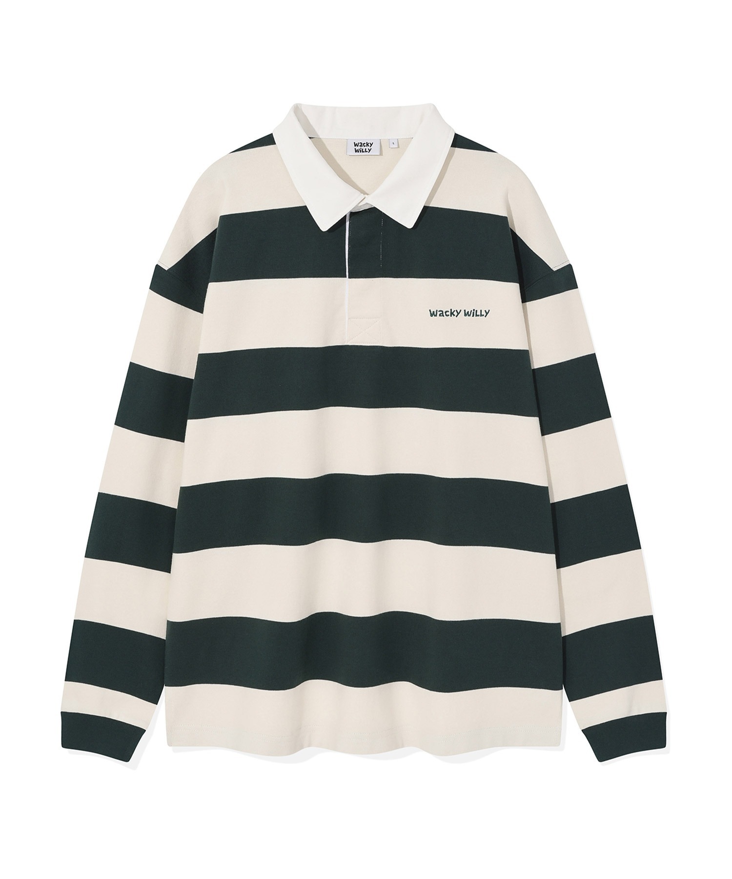 WACKY WILLY Stripe Collar Long Sleeve T-shirt
