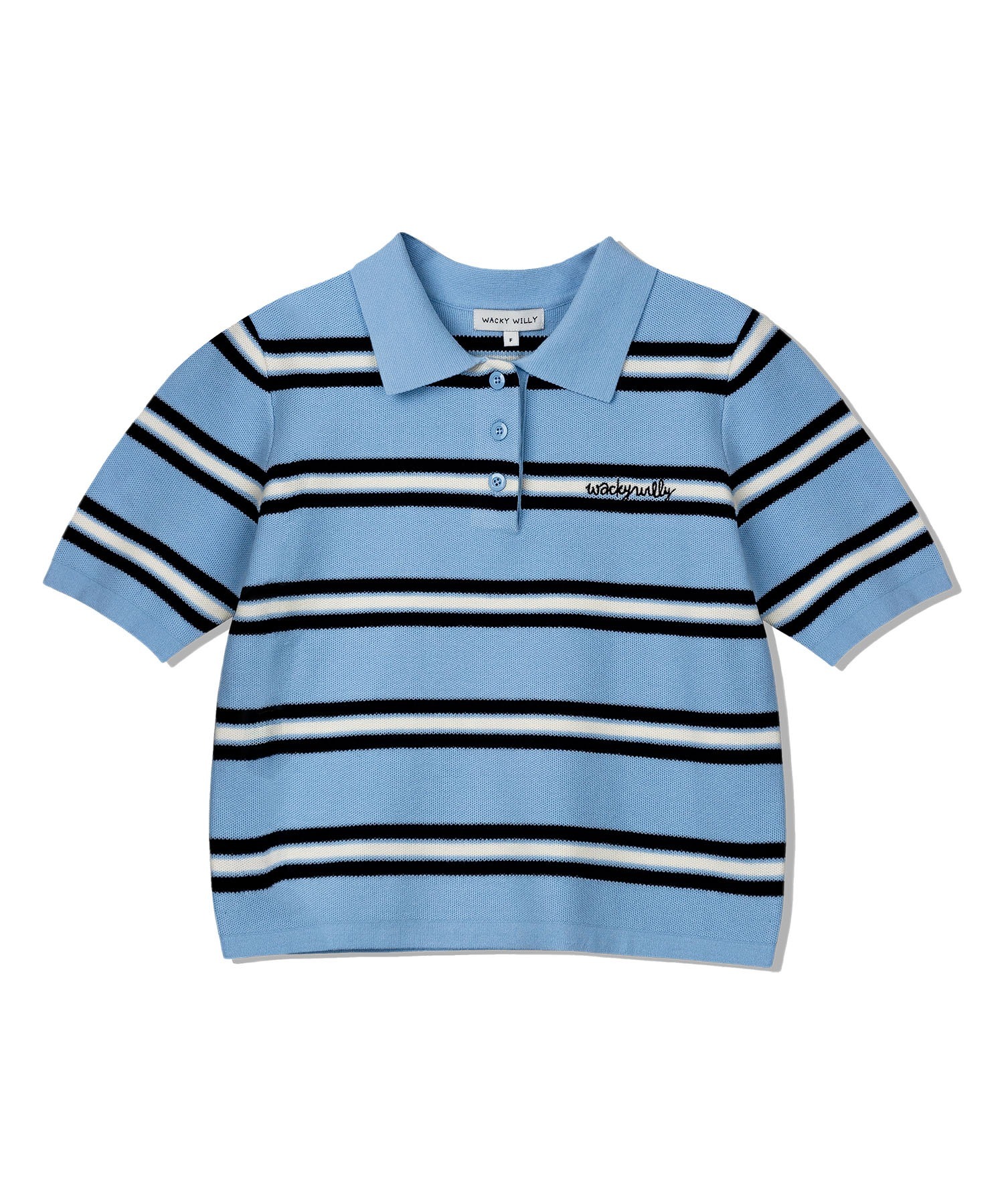 WACKY WILLY Women's Stripe Collar Short Sleeve Knit