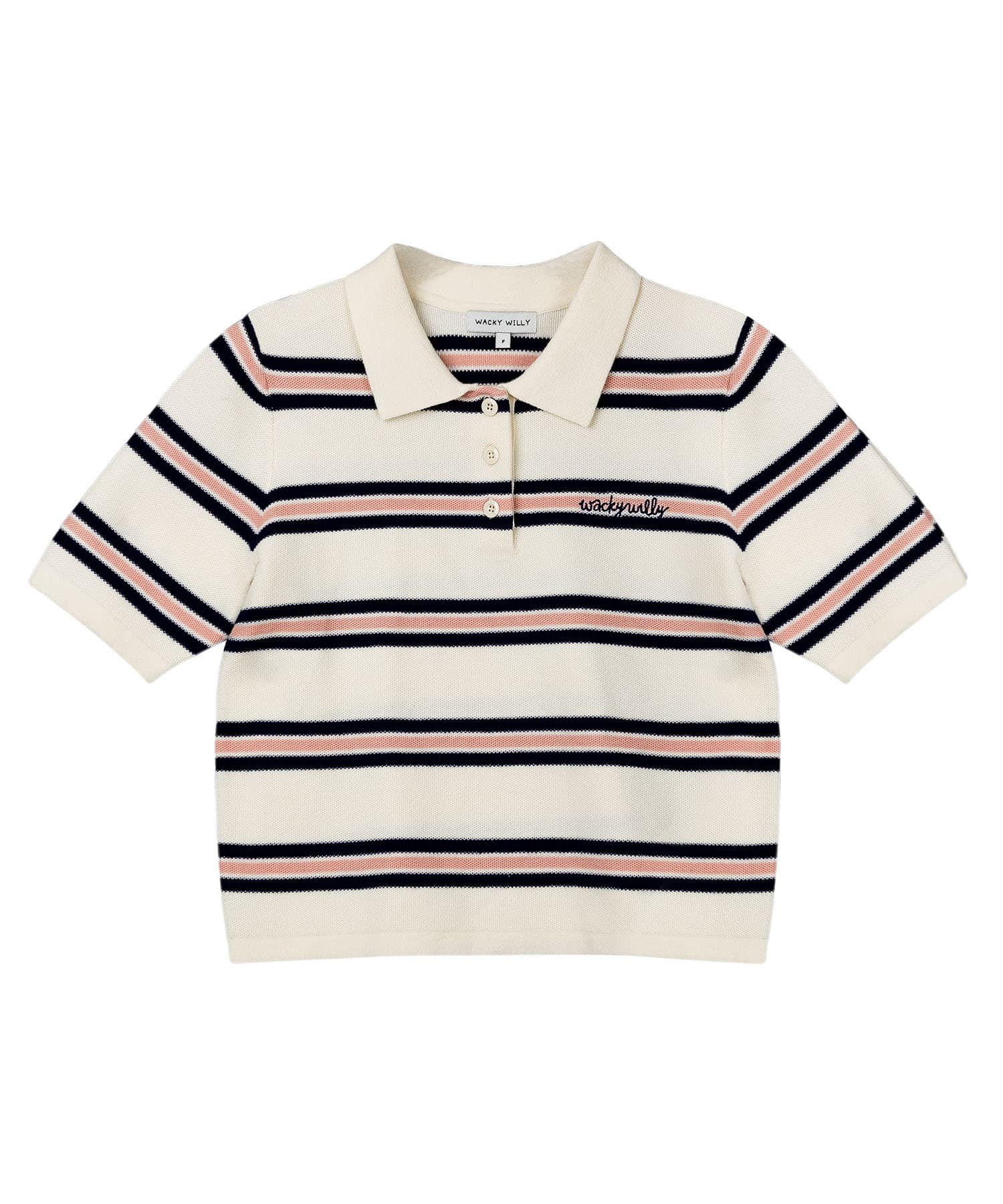 WACKY WILLY Women's Stripe Collar Short Sleeve Knit