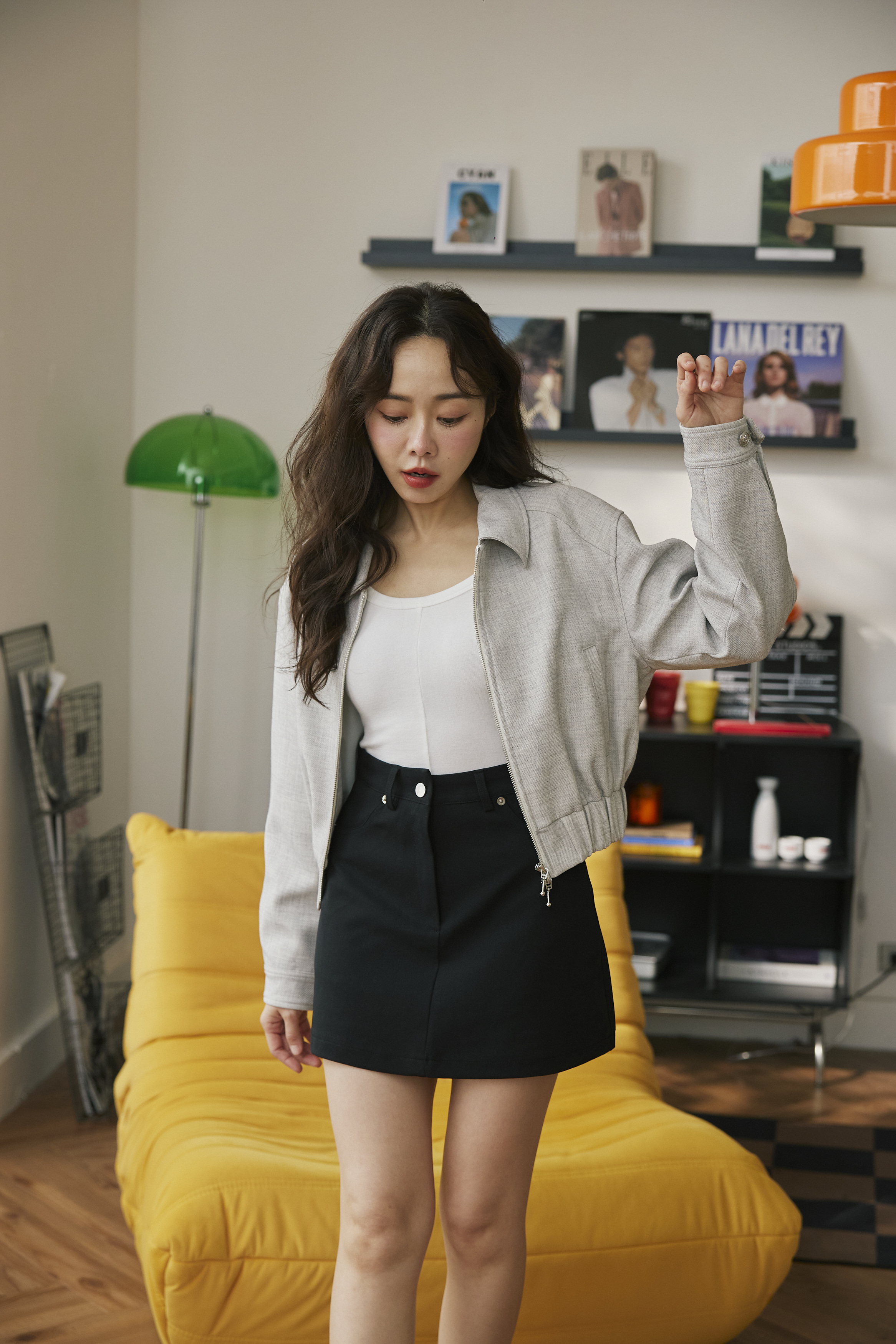 墨黑彈力牛仔褲裙