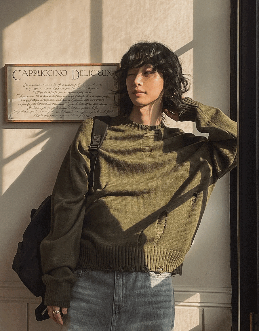 (韓國獨家特價)Damage破損針織衫