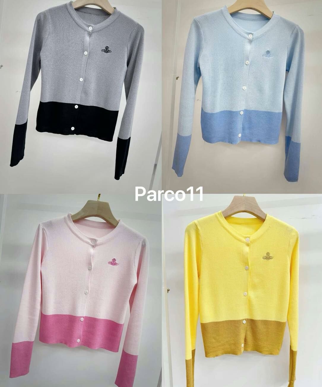 【可愛百搭的撞色刺繡星球針織小外套】(灰色 現貨)