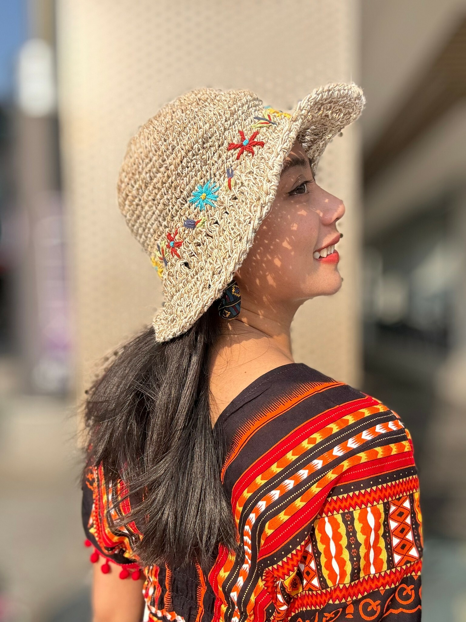 尼泊爾編織帽 / 小花圍繞