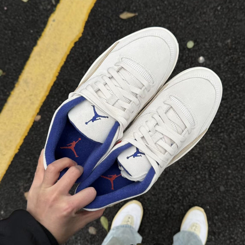 Nike Jordan Flight Court 白藍 骨白 復古 刺繡 喬丹 低筒休閒鞋