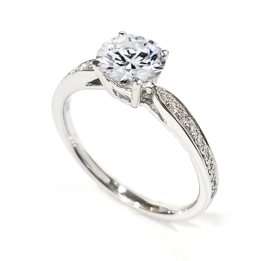 18k 白金天然鑽石戒指托(RSAHK03WG05)