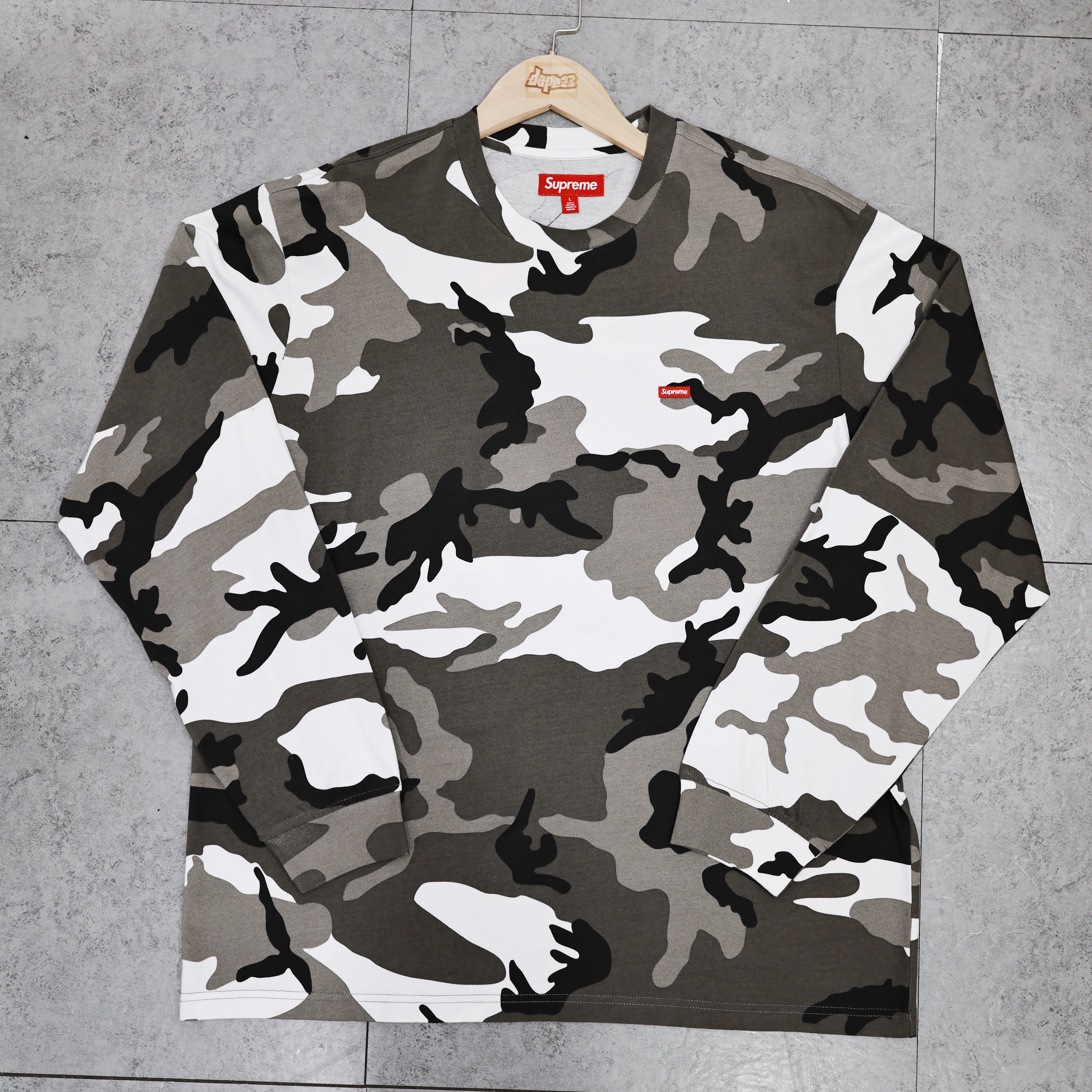 SUPREME SS25 SMALL BOX L/S LONG TEE SNOW CAMO