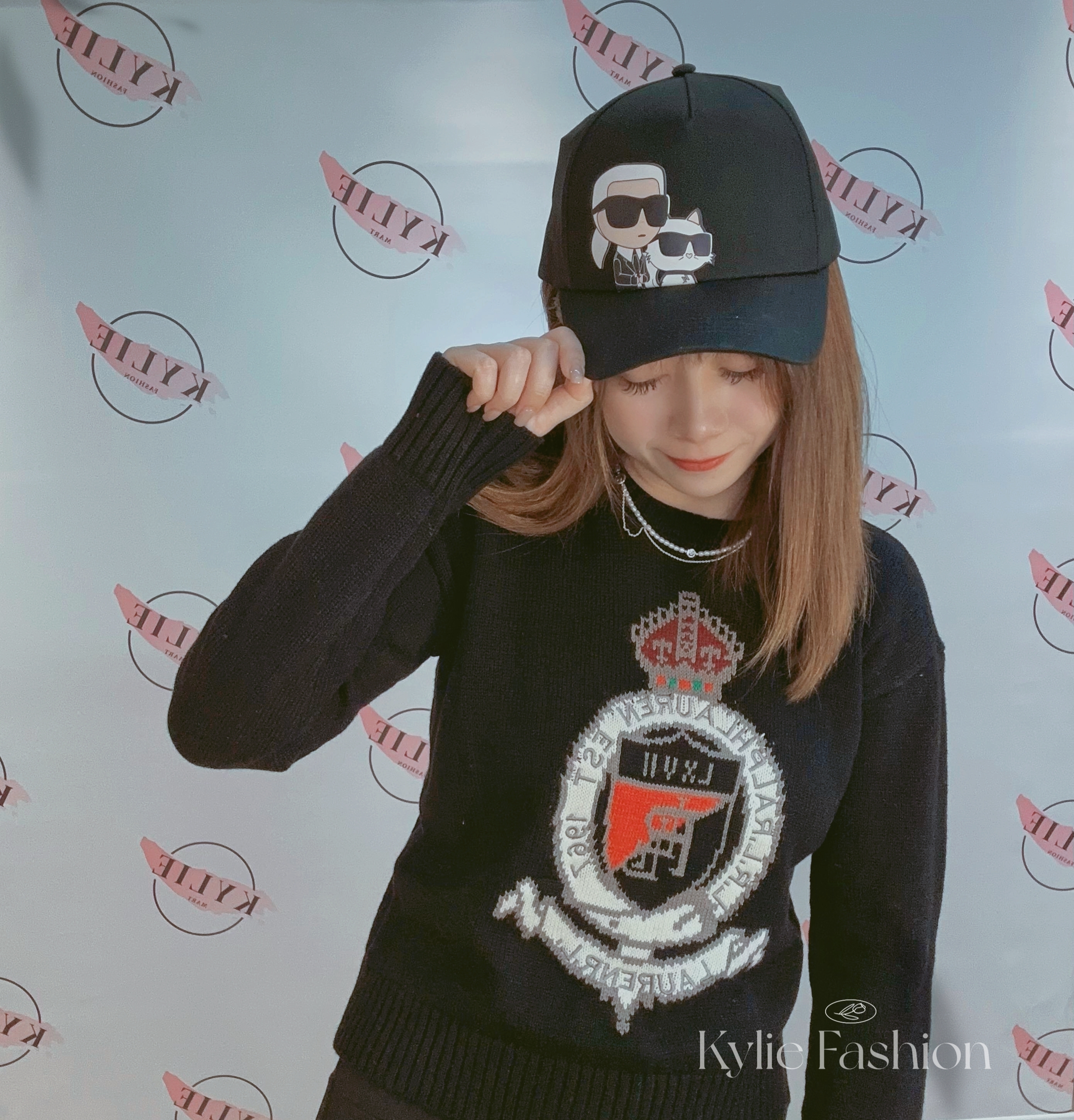 Ralph Lauren 黑色圓領徽章針織上衣 女款